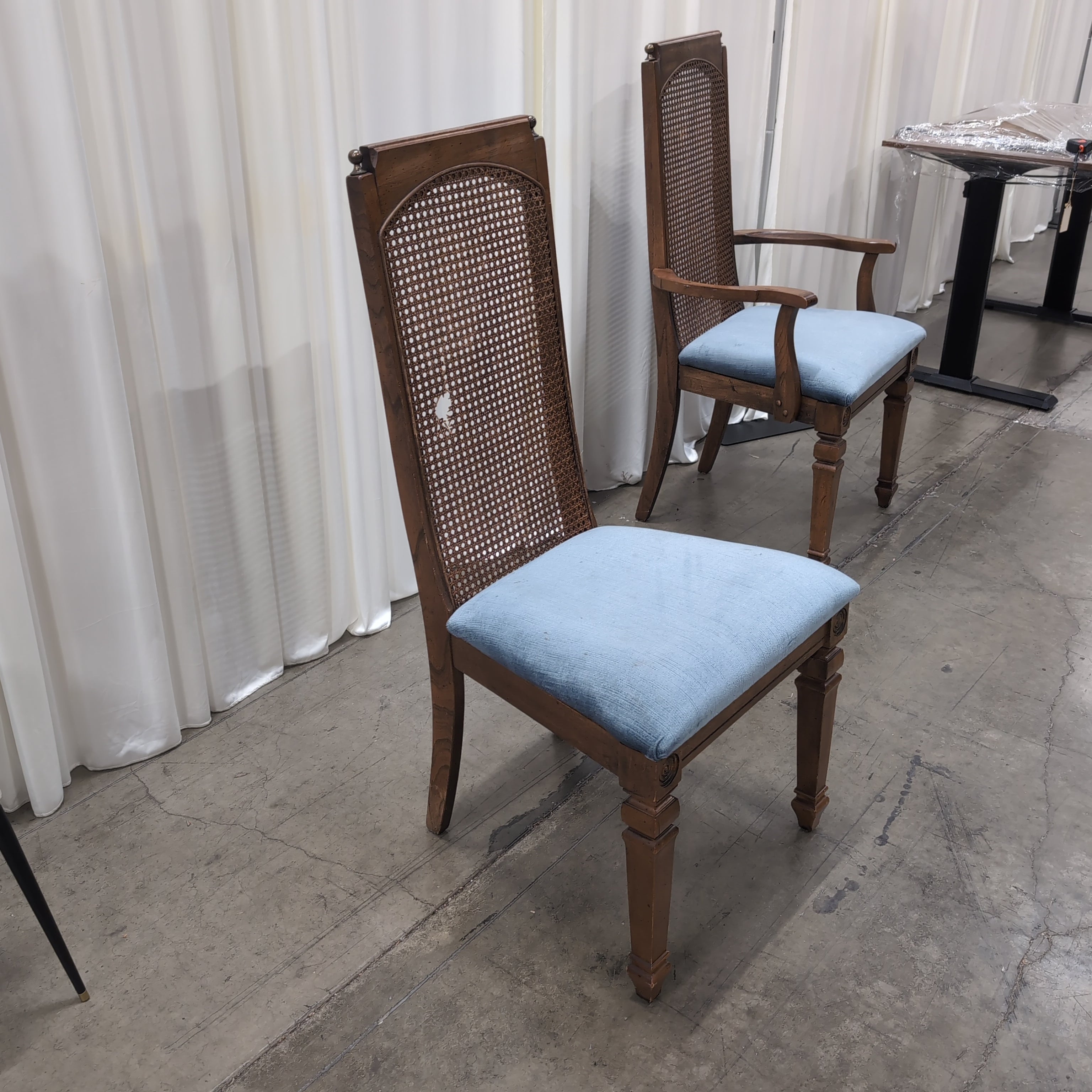 French Provincial Style Wood Dining Chair with Cane Back