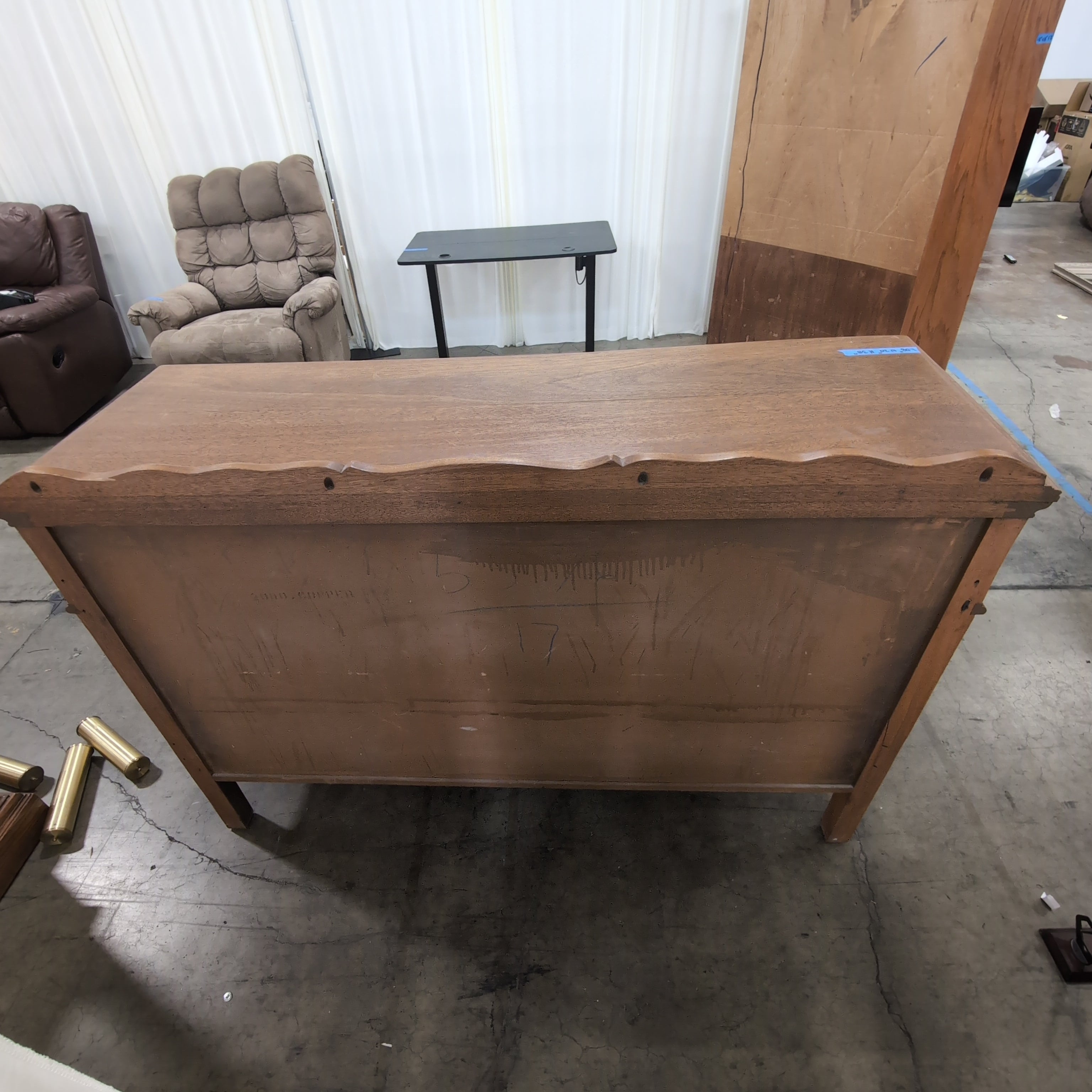 Ornate Light Wood Buffet with Decorative Pulls