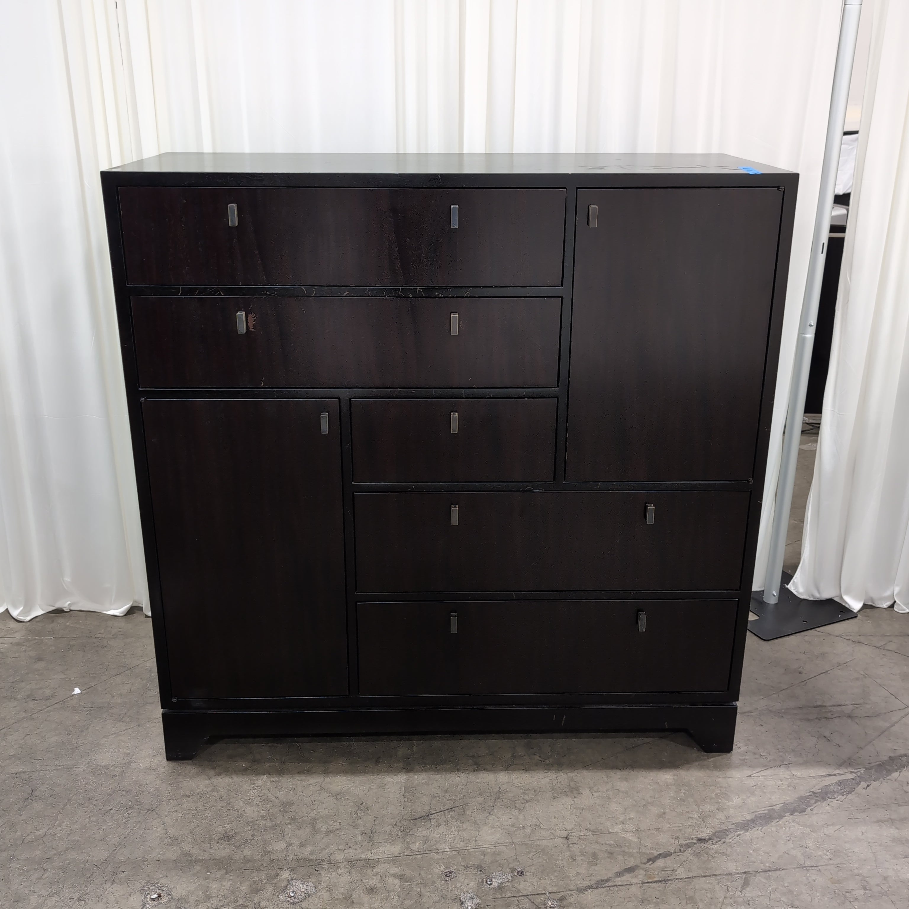 Dark Wood TV Stand with Cabinet Storage