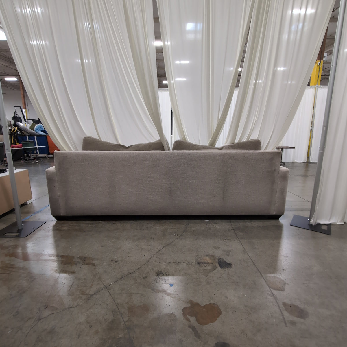 Modern Light Beige Fabric Two-Cushion Couch