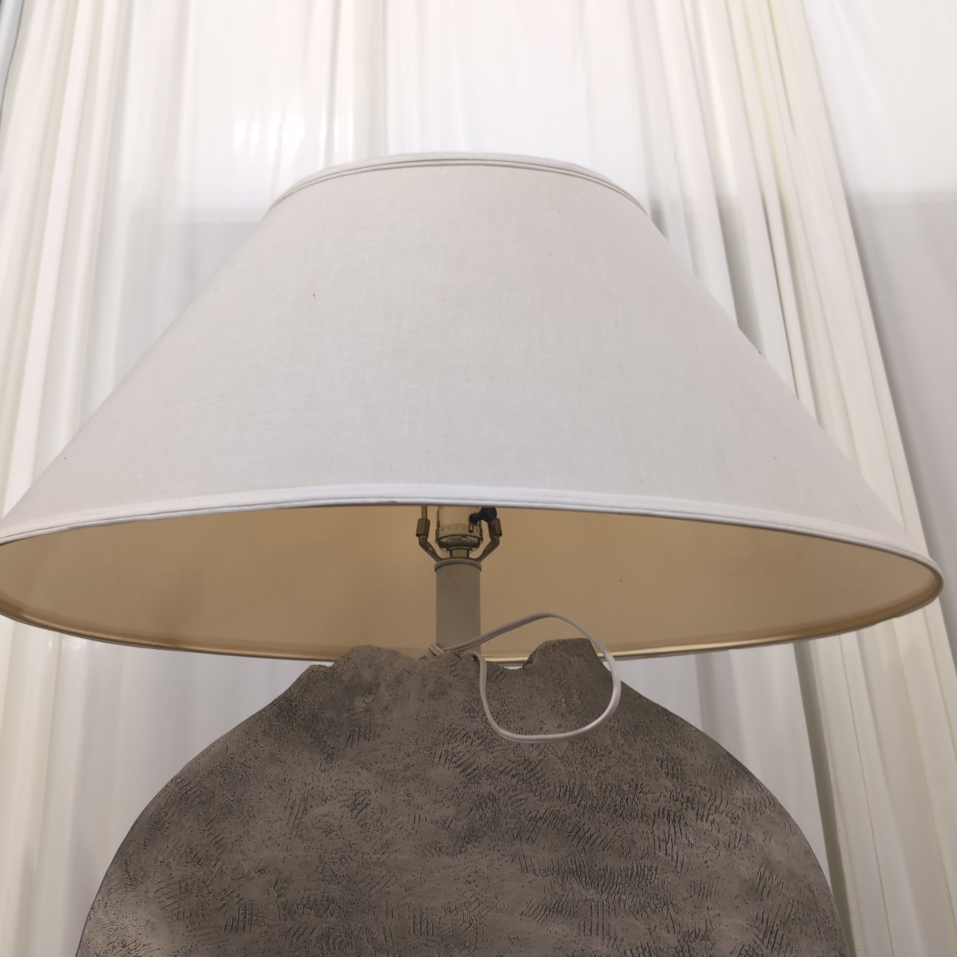 Textured Blue and Grey Table Lamp with Fabric Shade