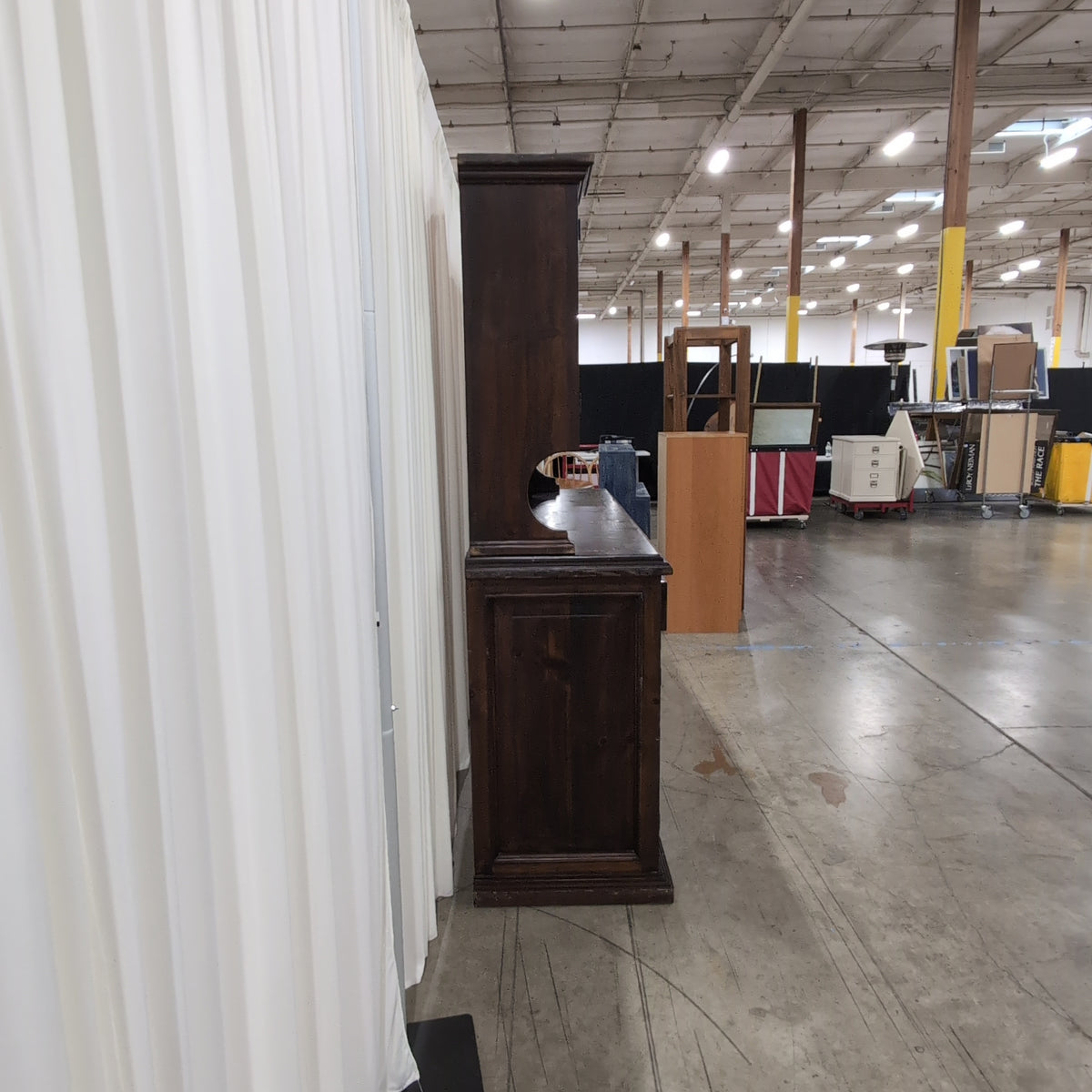 Dark Stained Hardwood China Cabinet and Buffet Set
