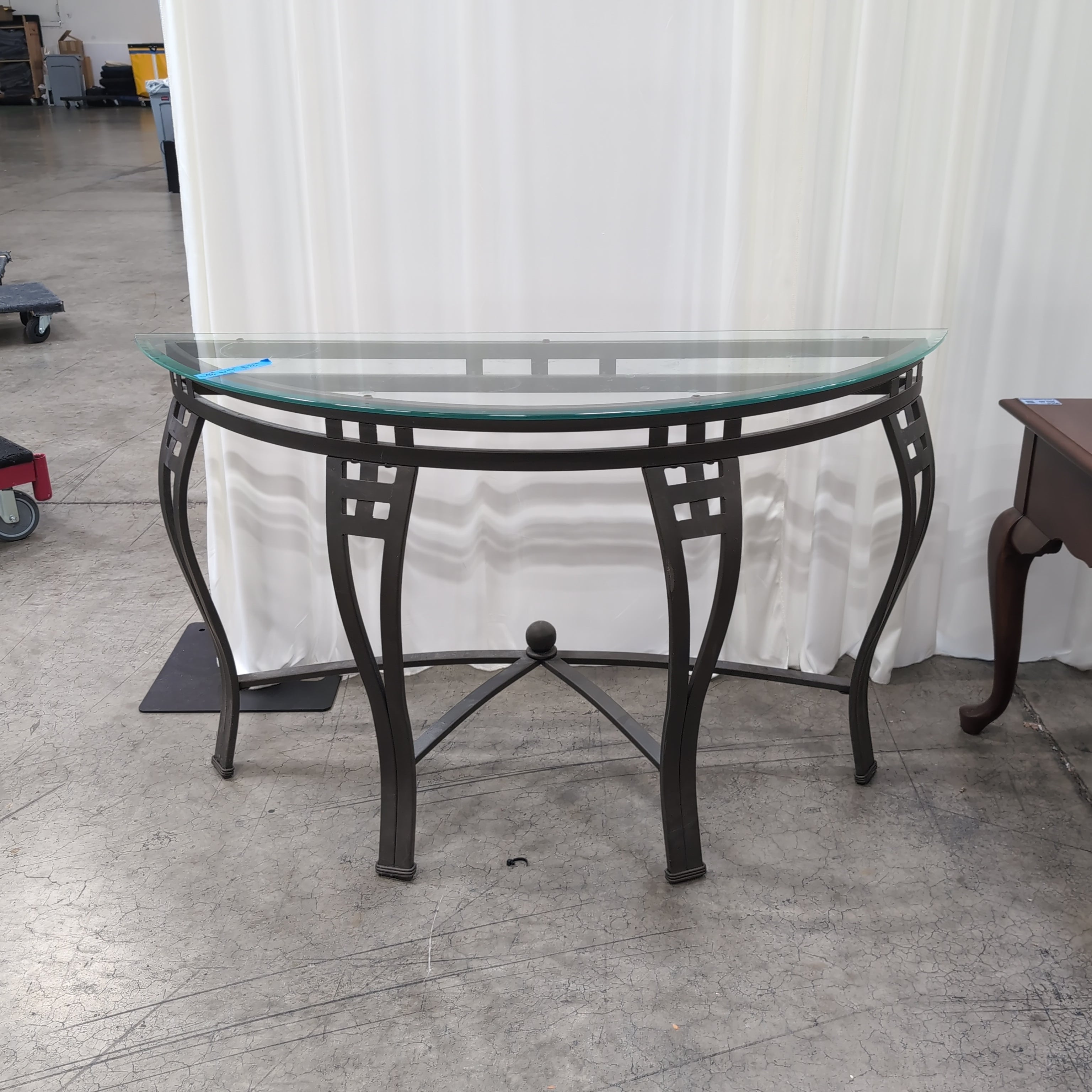 Half-Moon Glass Top Console Table