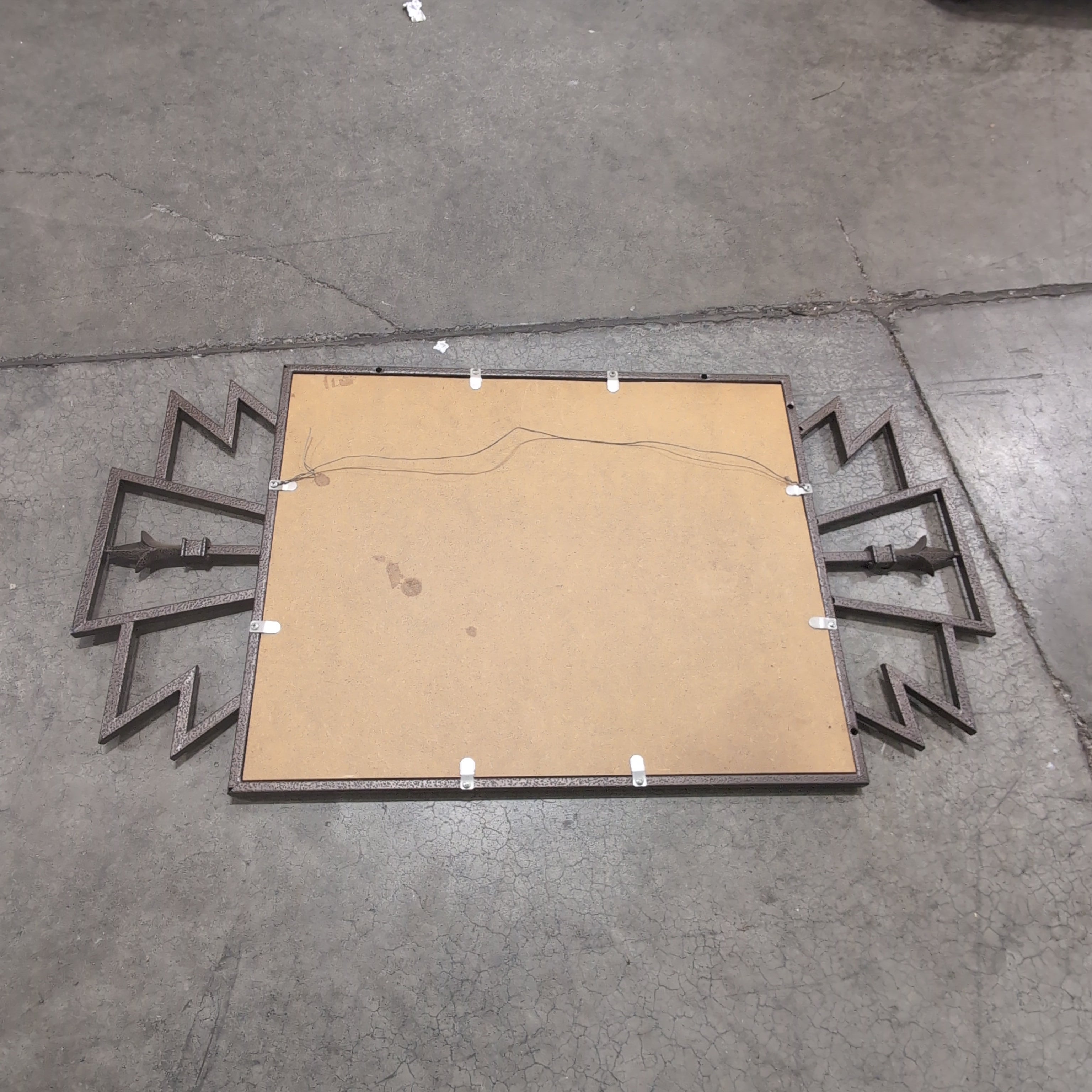Art Deco Style Geometric Wall Mirror in Dark Metal