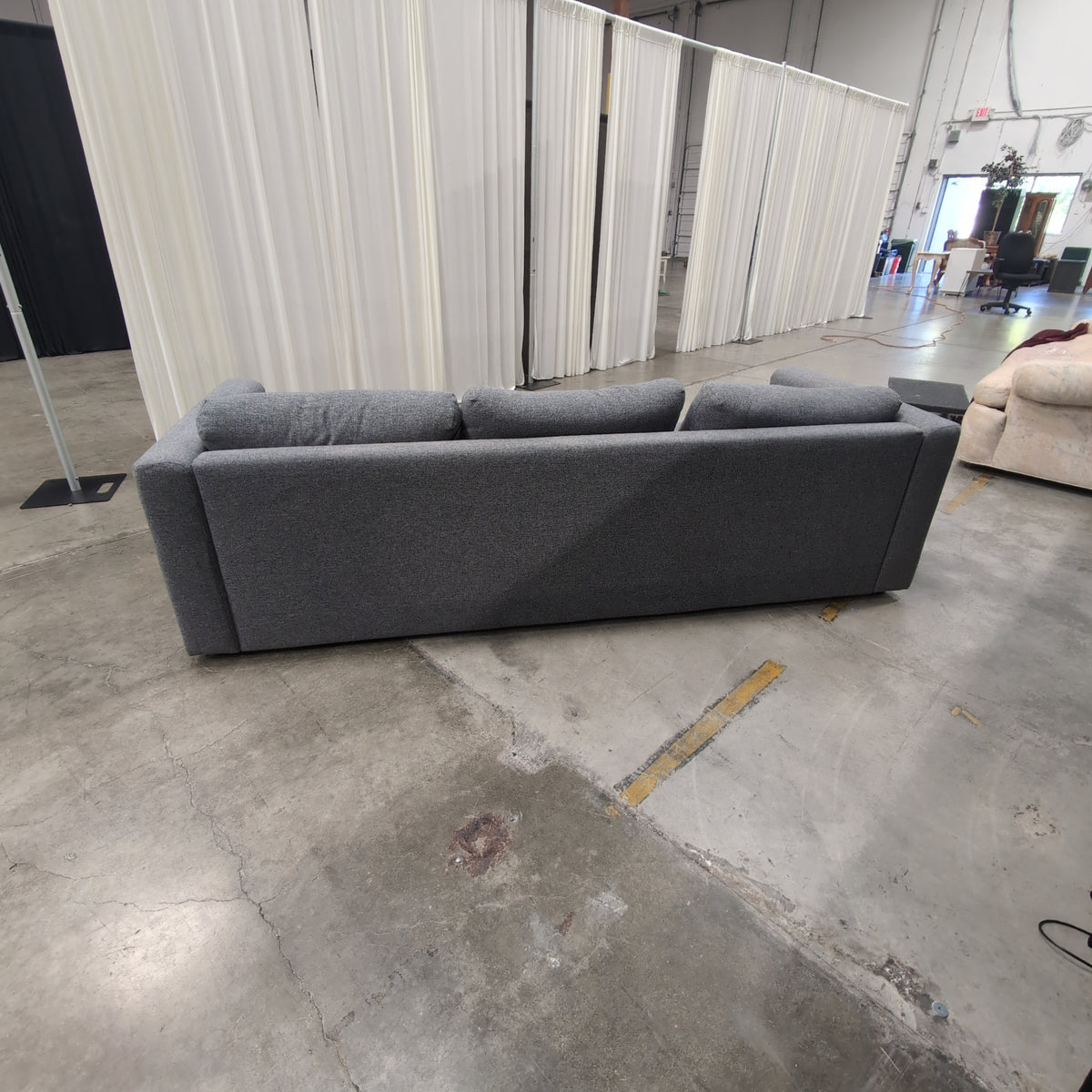 Gray Fabric L-Shaped Sectional Couch with Track Arms