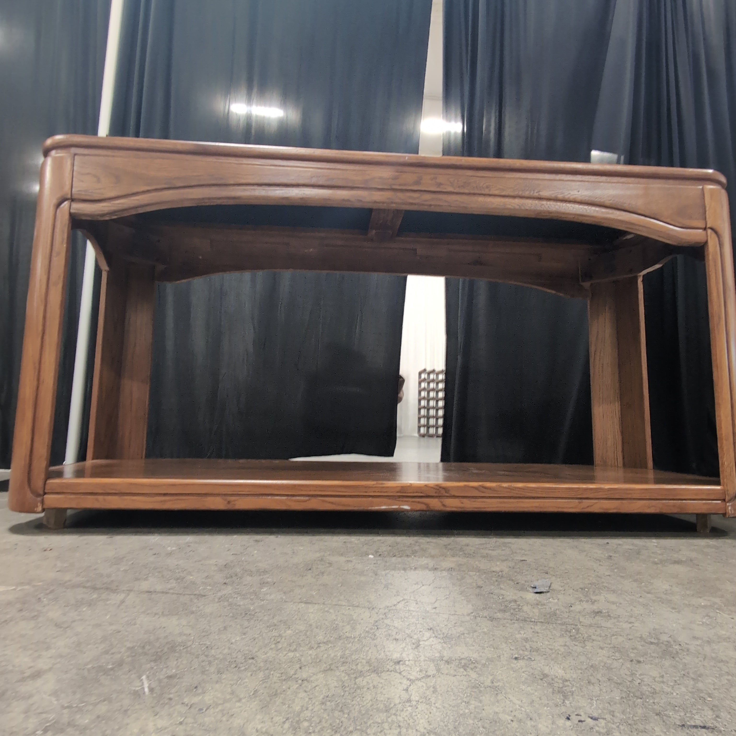 Medium Brown Wood Console Table with Glass Top Inserts