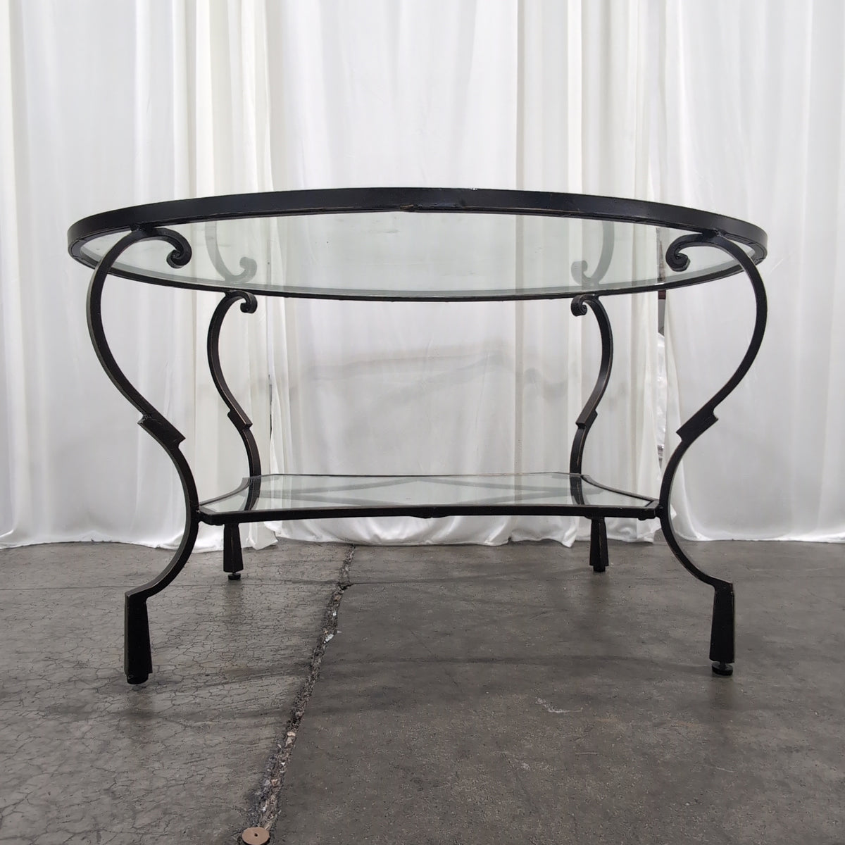 Oval Glass Top Coffee Table with Metal Base