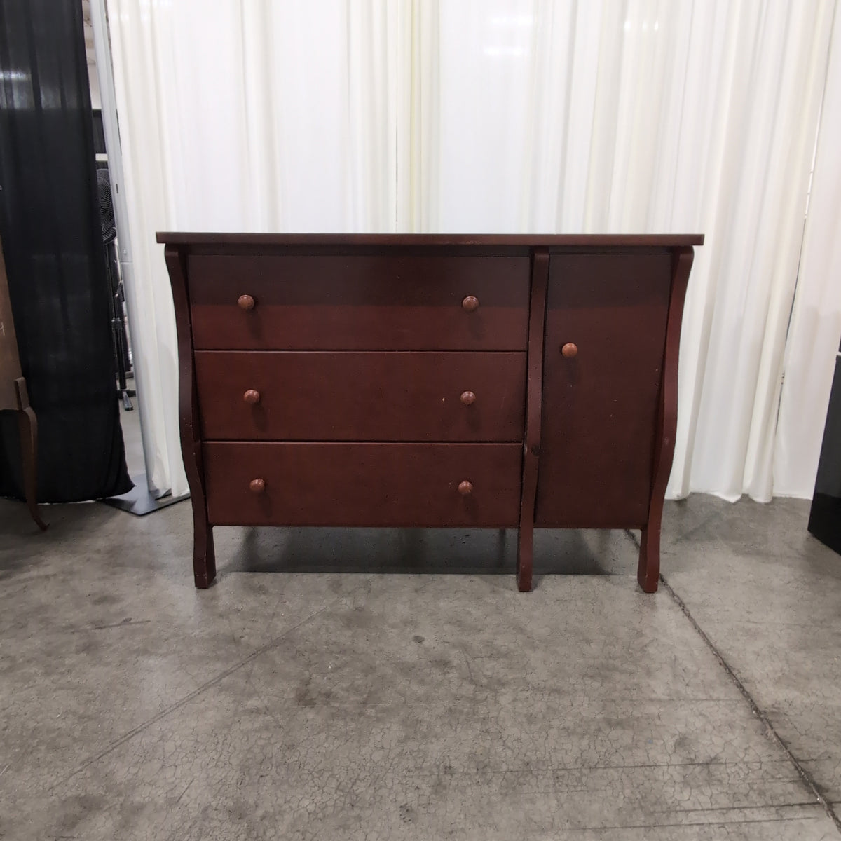 Reddish Brown Wood Dresser with Cabinet Door