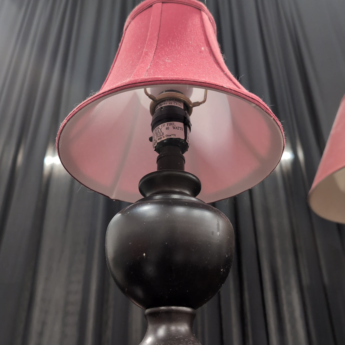 Small Dark Bronze Finish Table Lamp with Bell Shade