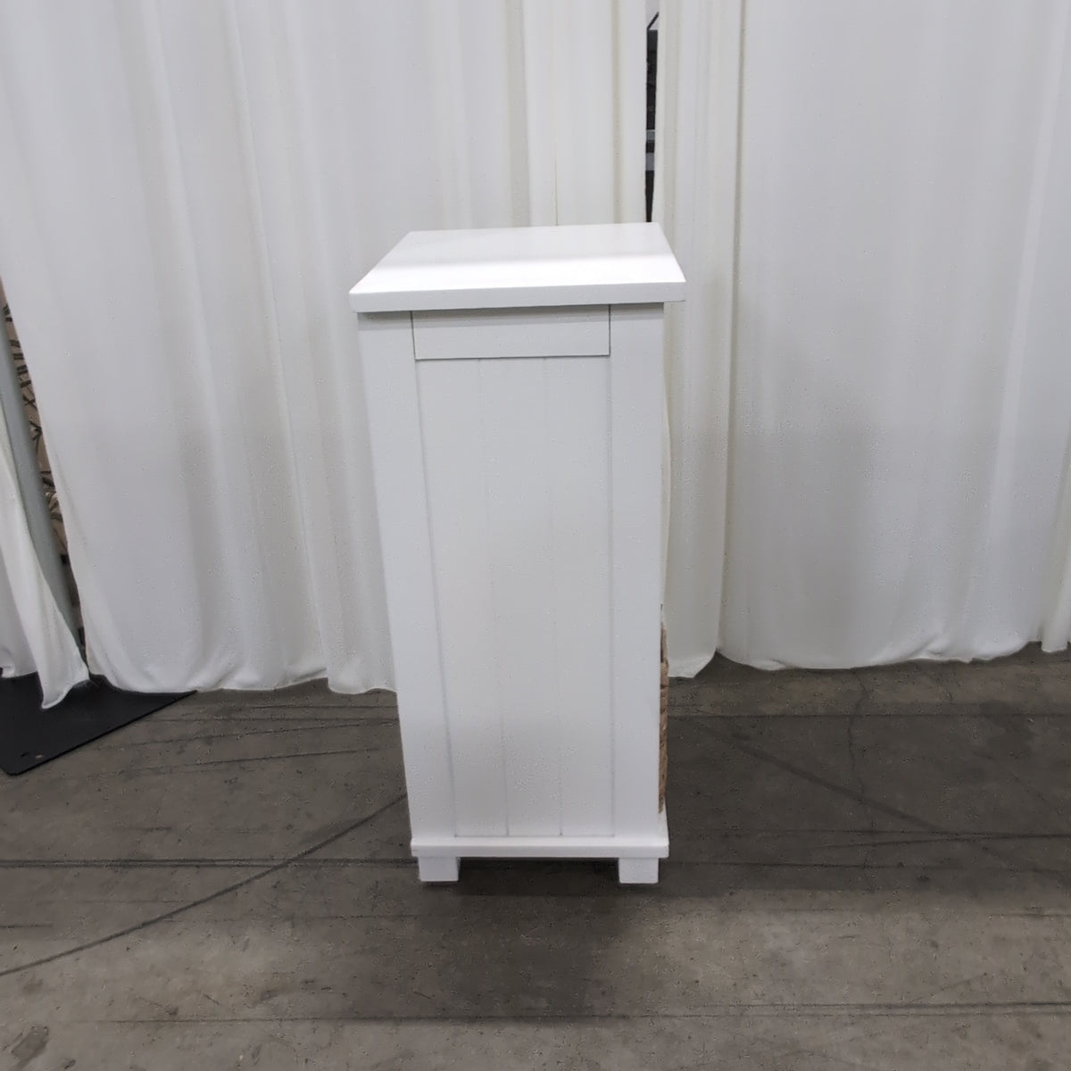 New Life Furniture JSC White Single-Drawer Nightstand with Woven Baskets