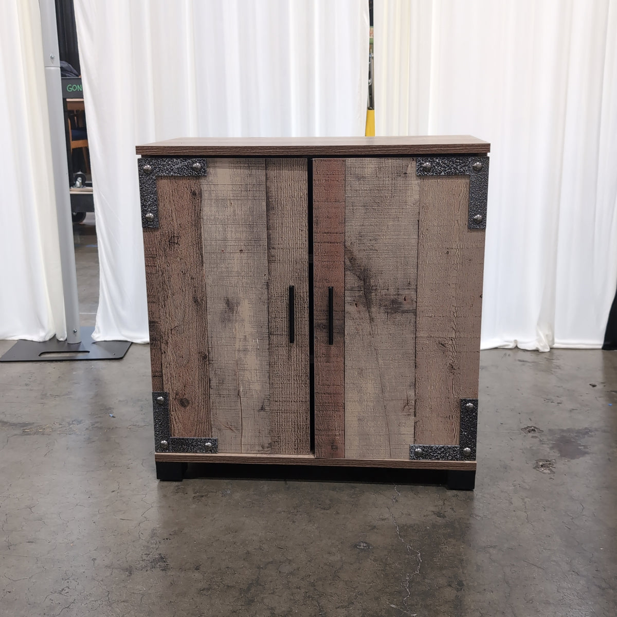 Braxton Studios Rustic Wood Look Two-Door TV Stand with Metal Accents