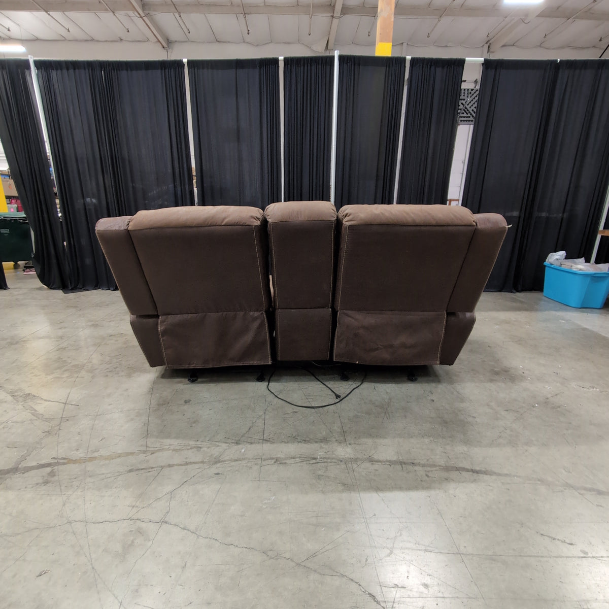 Timberland Co-Brown Distressed Leather Reclining Sectional Couch with Cup Holders