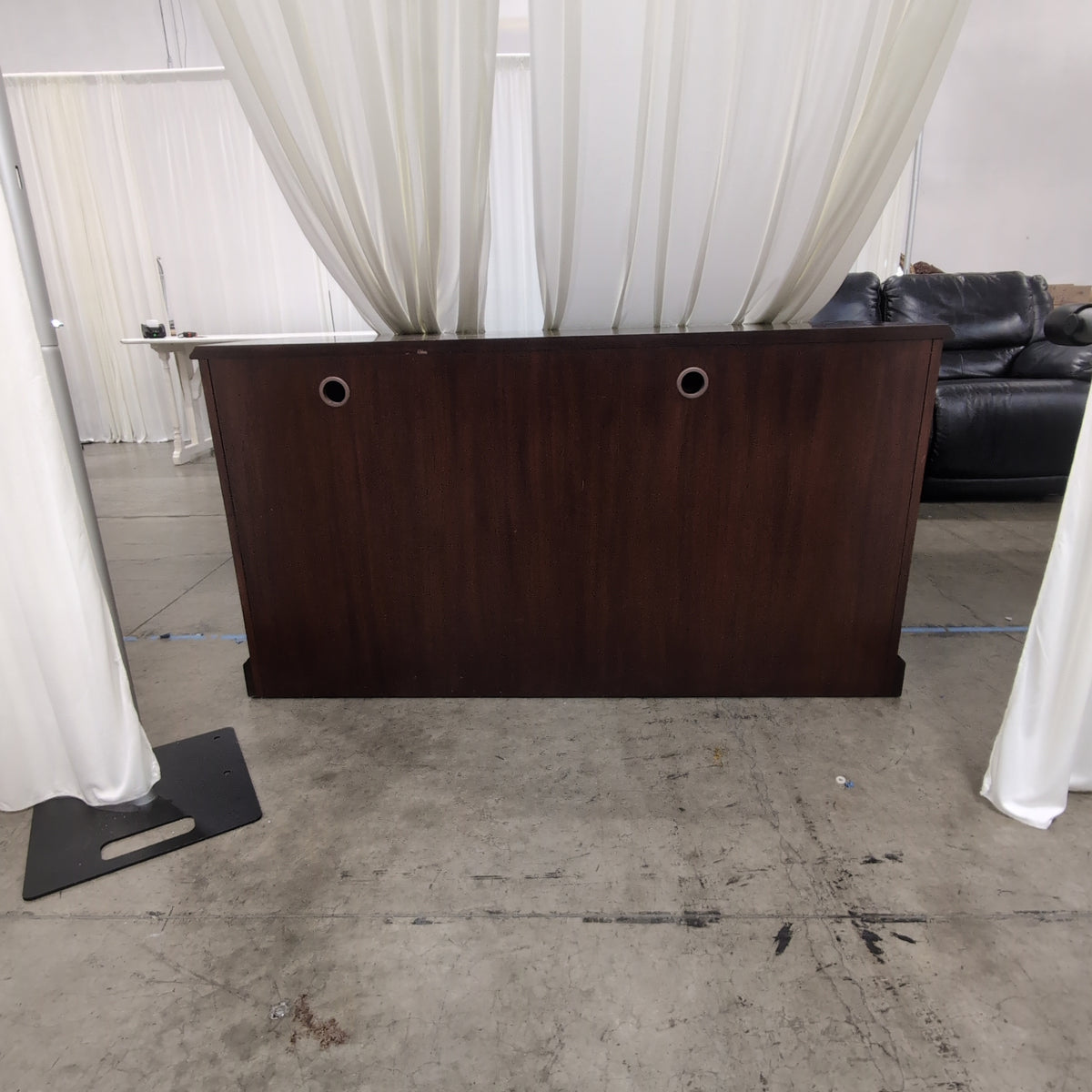 Traditional Dark Wood Executive Desk with Brass Hardware