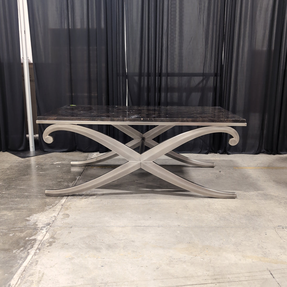 Rectangular Dark Brown Coffee Table with Faux Marble Top