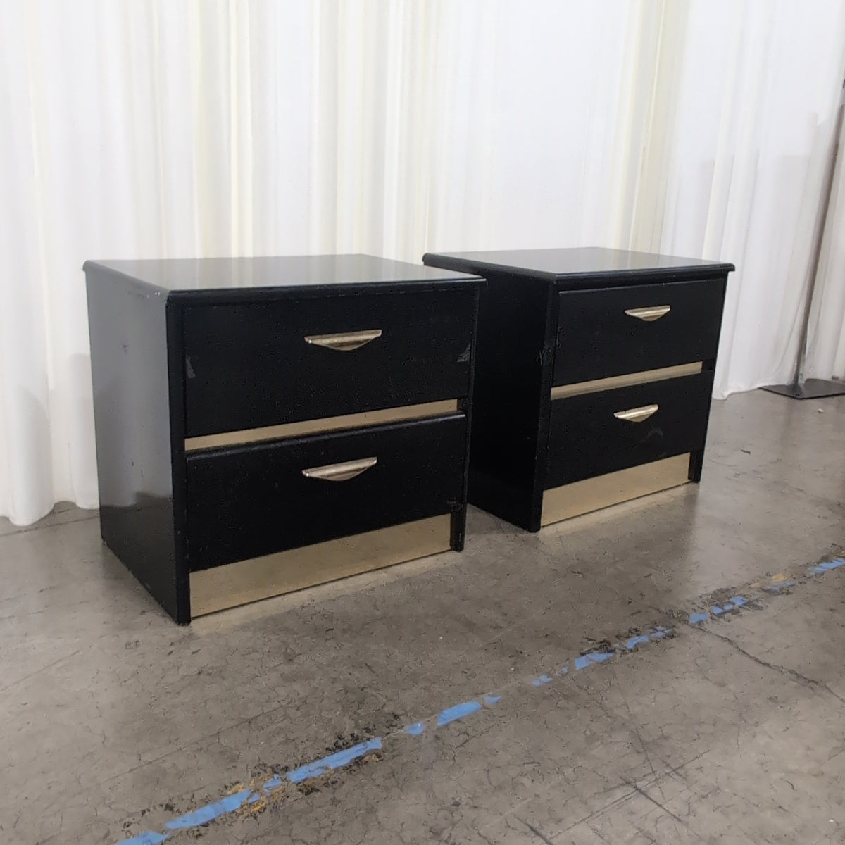 Black Lacquer Four-Drawer Dresser with Gold Pulls