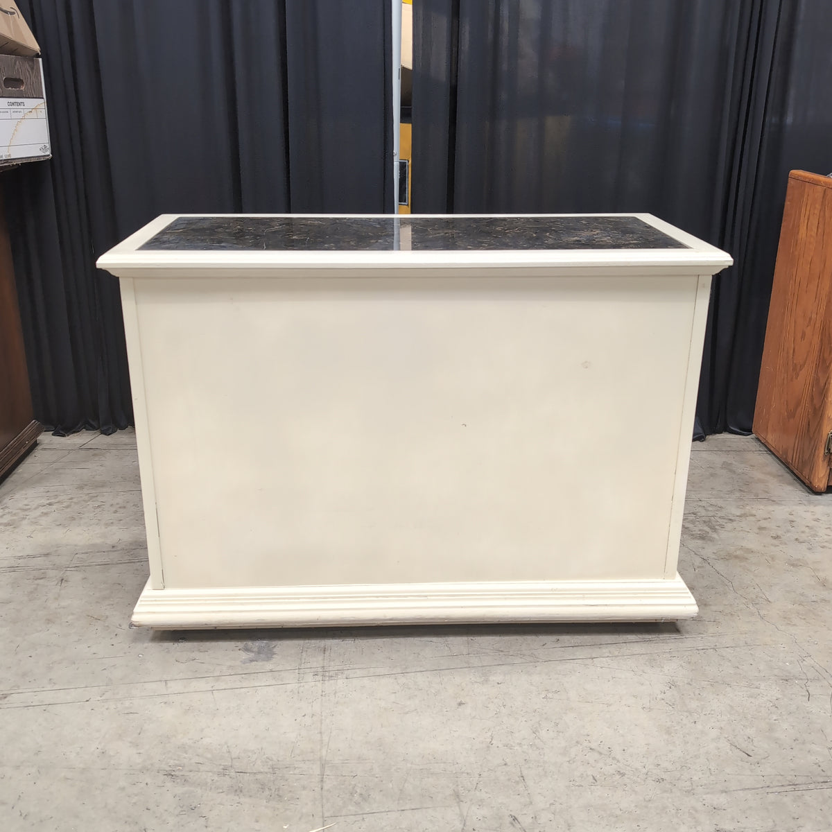 Cream Ornate French Provincial Style Buffet with Dark Top