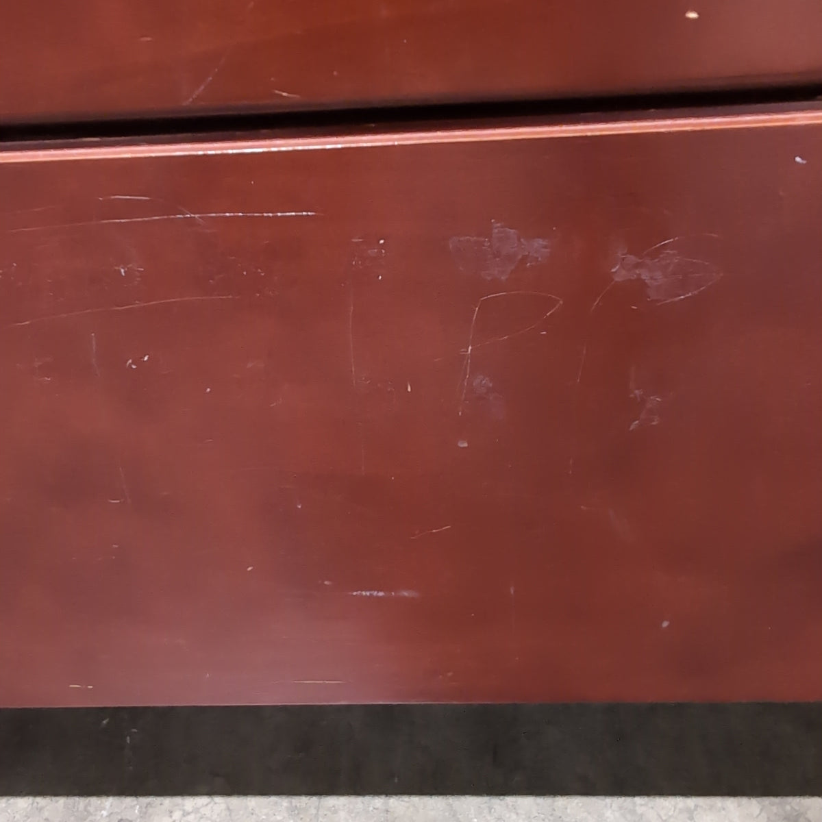 Reddish Brown Wood Dresser with Cabinet Door