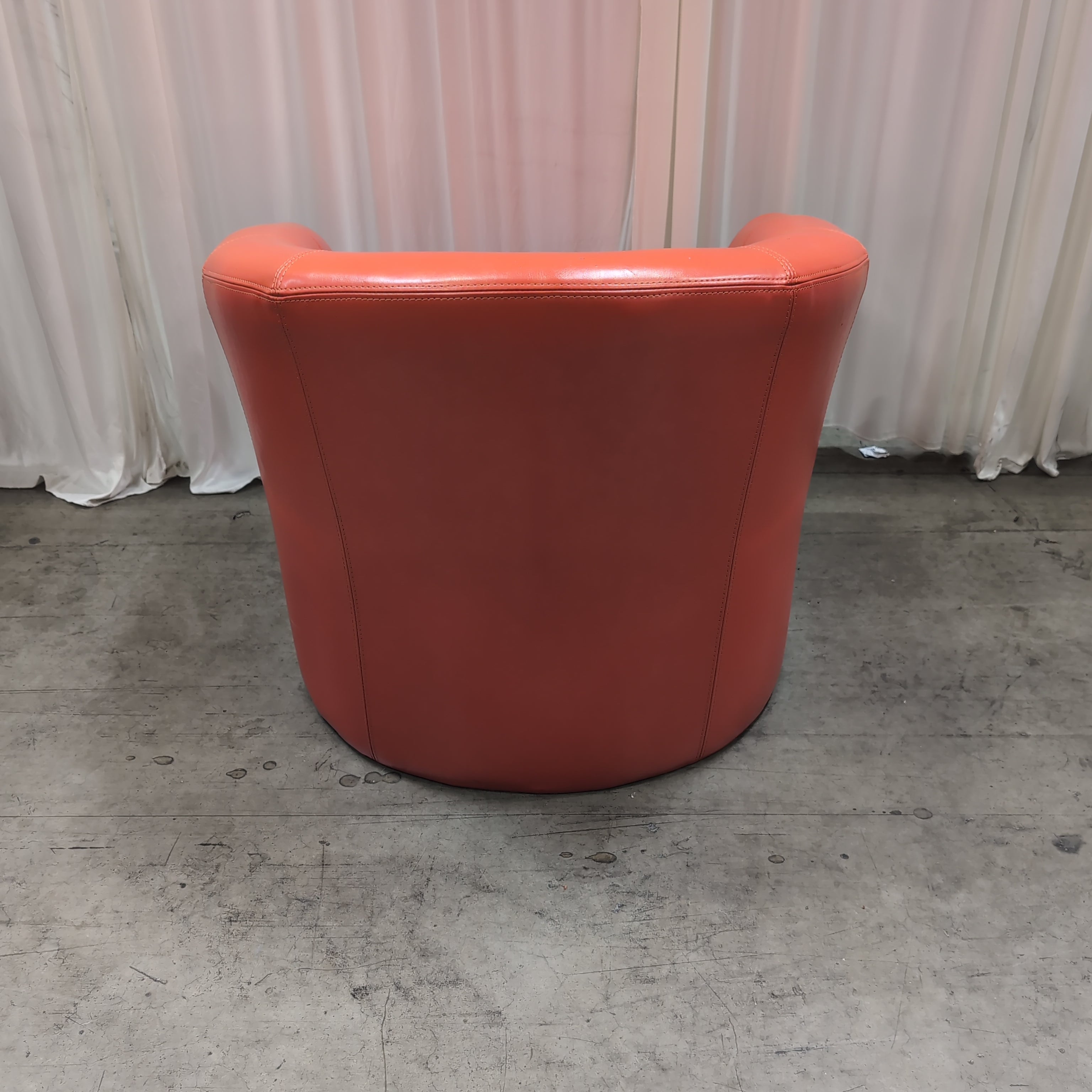 Orange Faux Leather Tub Accent Chair