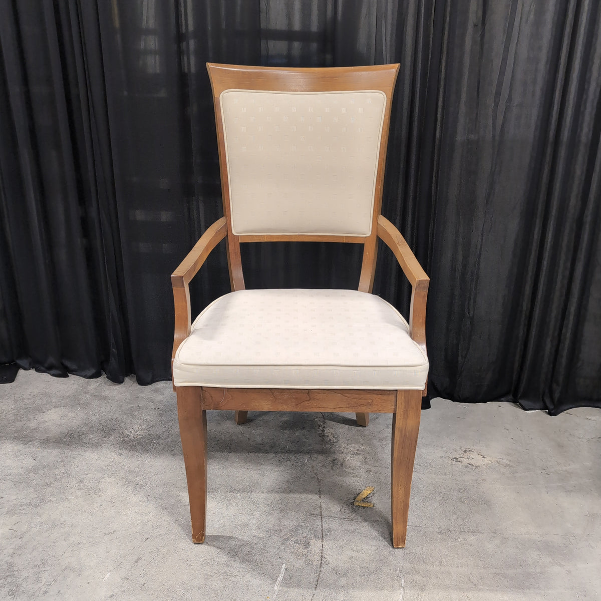 Traditional Wood Dining Armchair with Cream Upholstery
