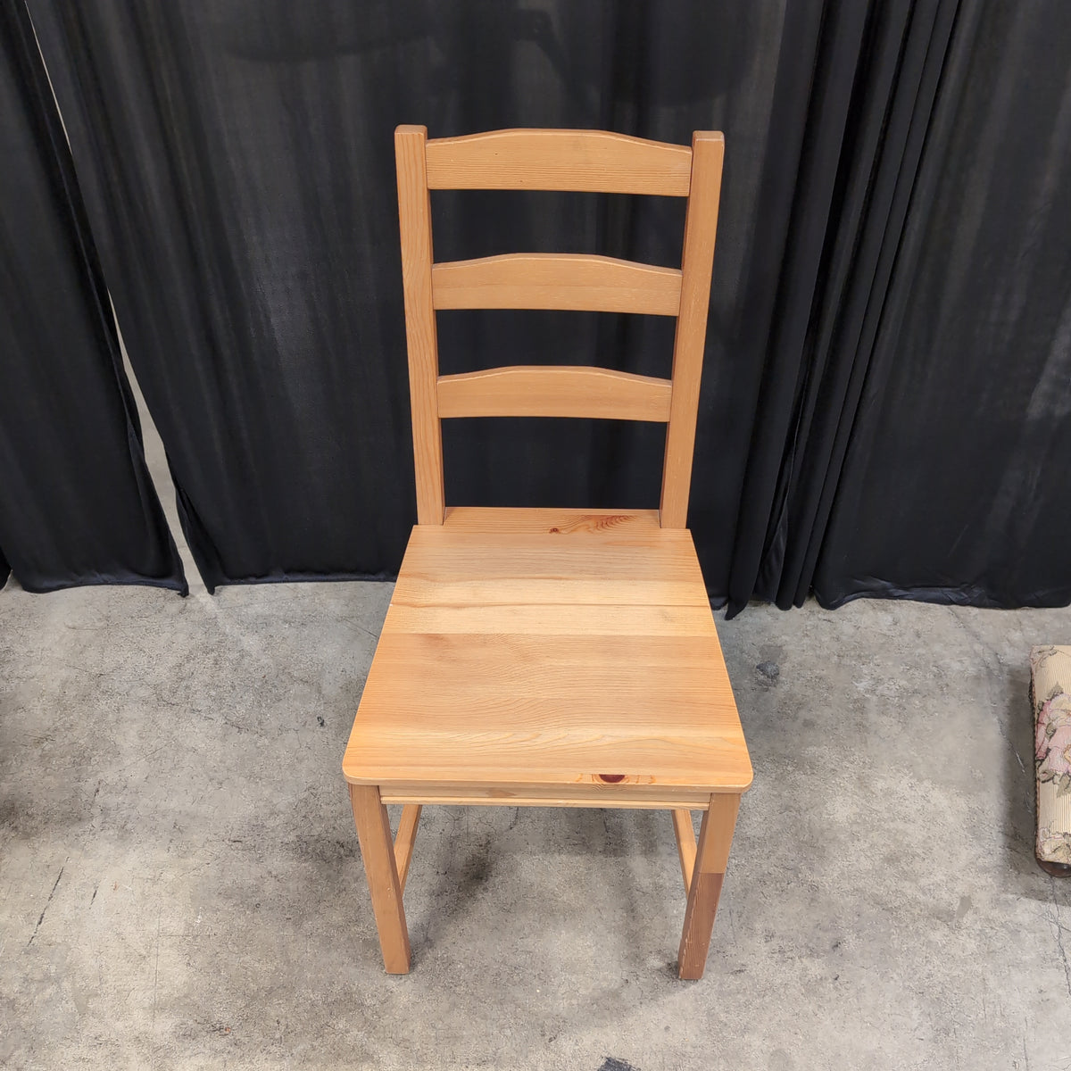 Light Wood Ladder Back Dining Chair with Upholstered Seat