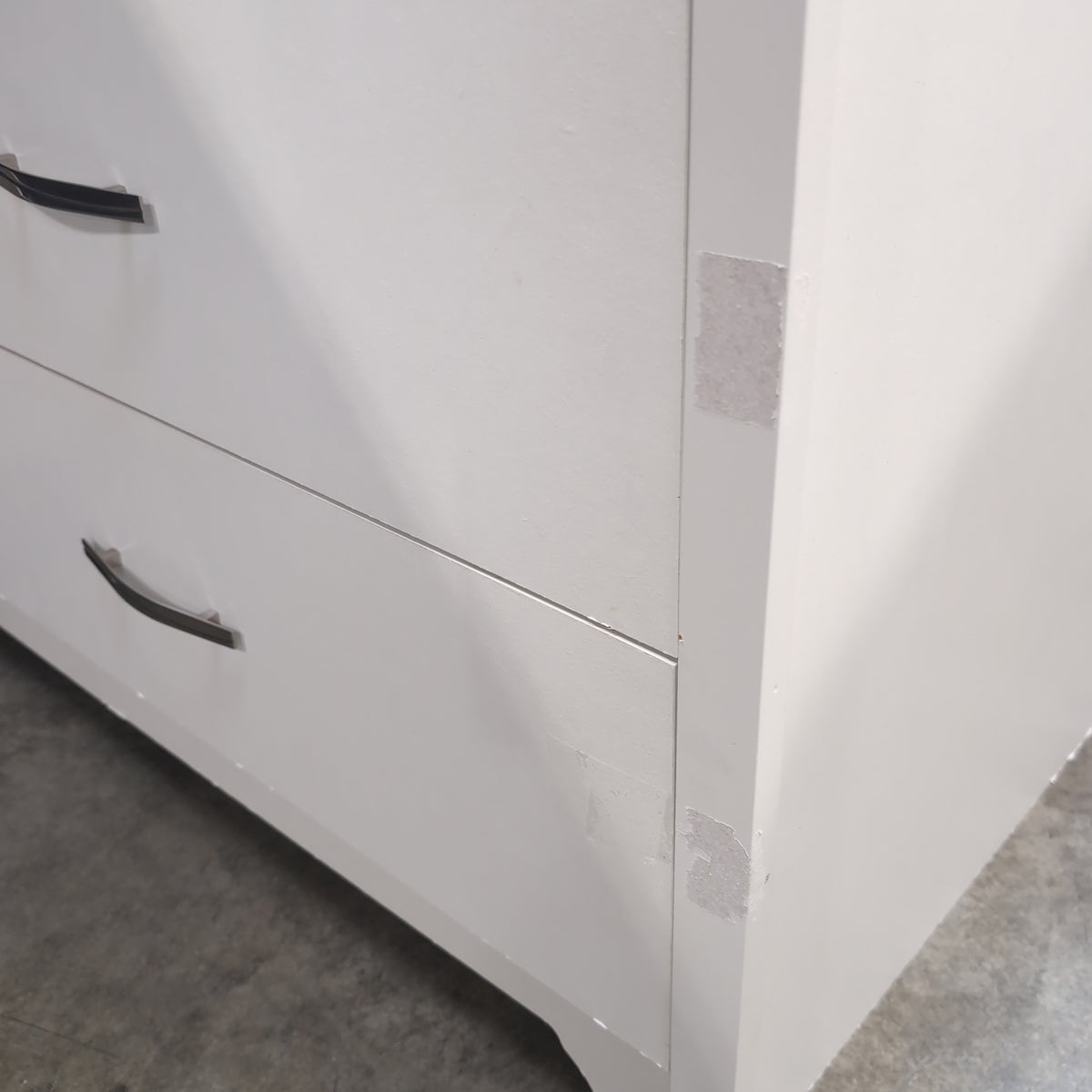 White Five-Drawer Dresser with Curved Handles