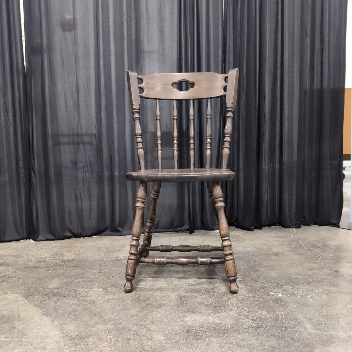 Dark Brown Spindle Back Dining Chair in Wood