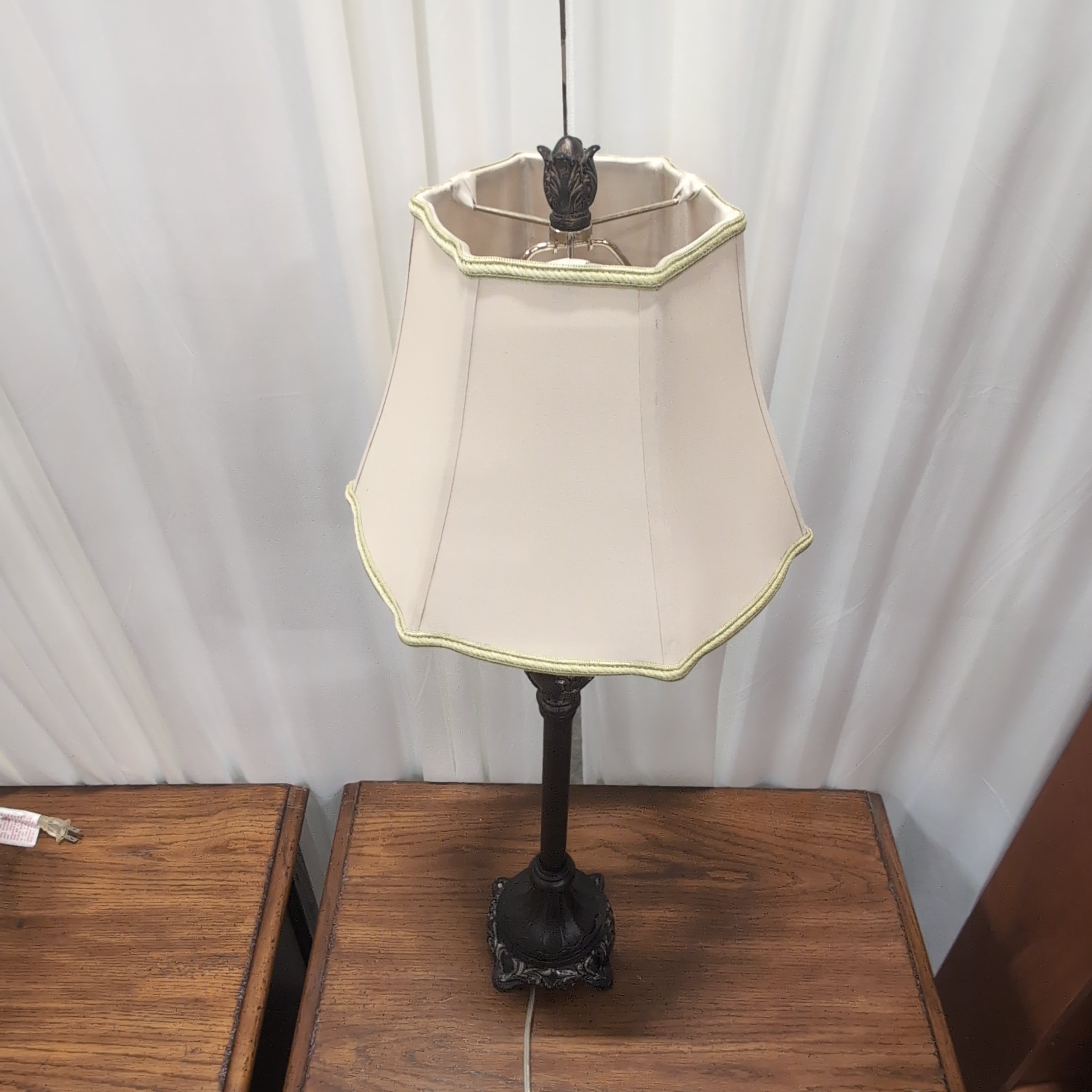 Ornate Dark Metal Traditional Table Lamp with Bell Shade