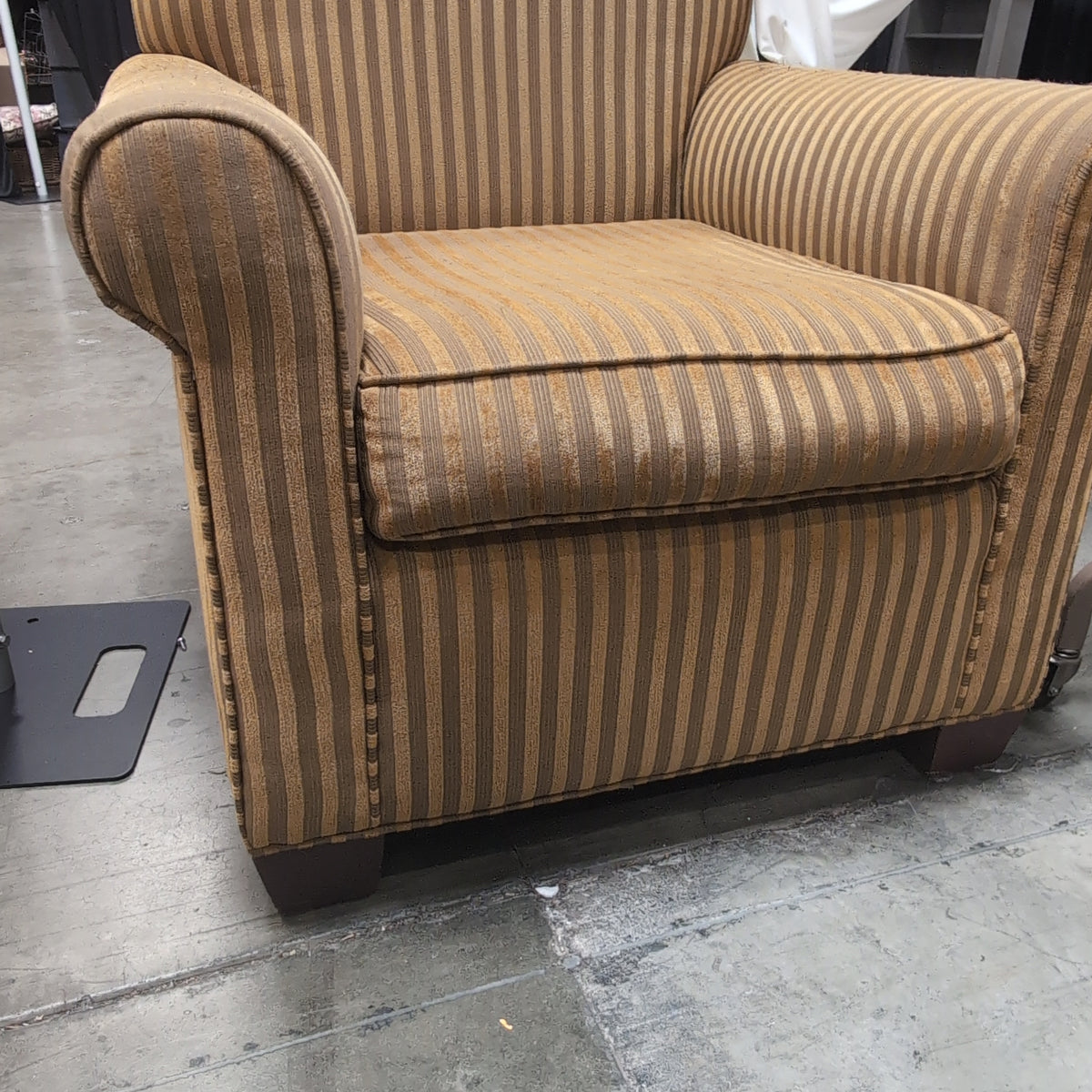 Traditional Gold Striped Fabric Armchair