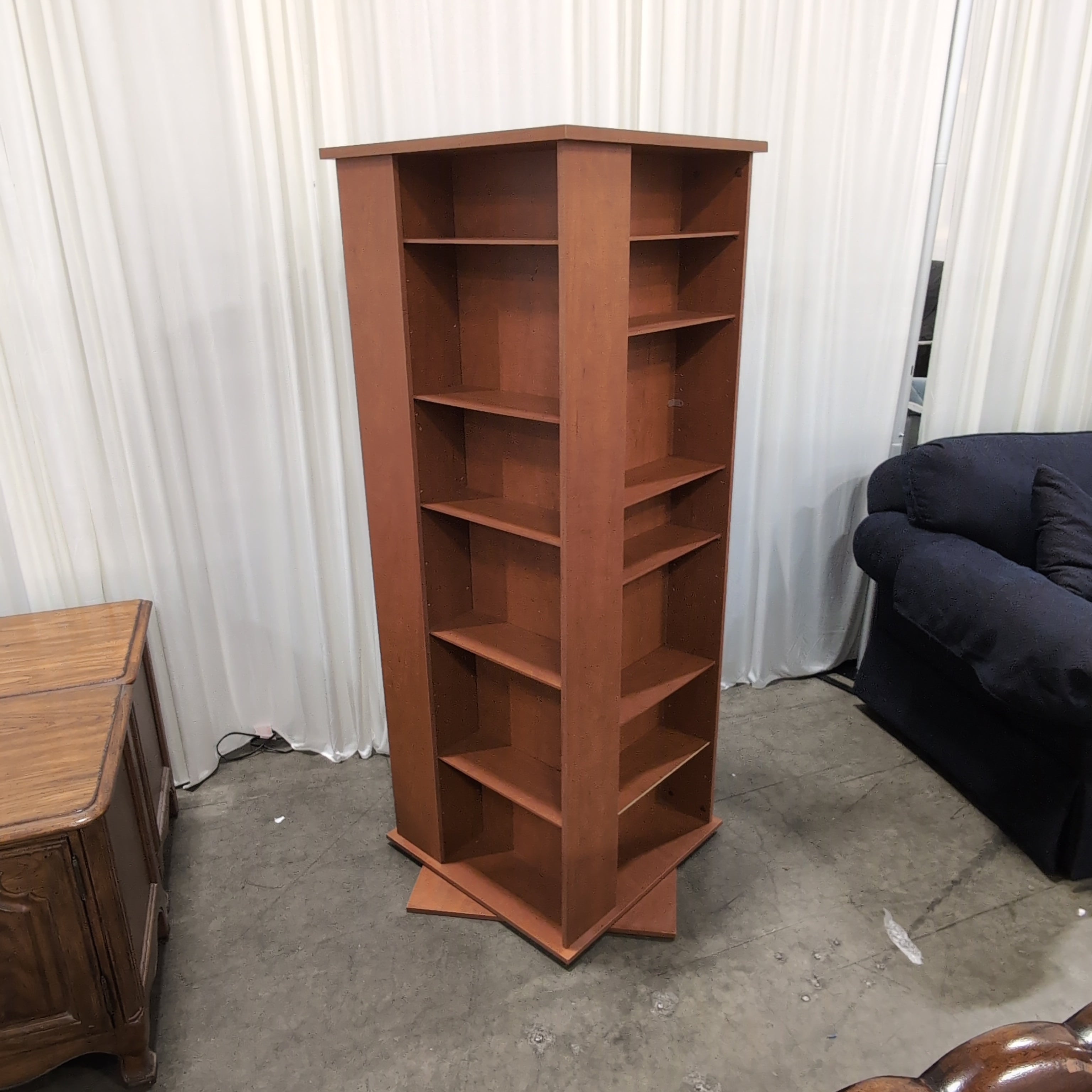 Asymmetrical Wood Bookcase with Multiple Shelves