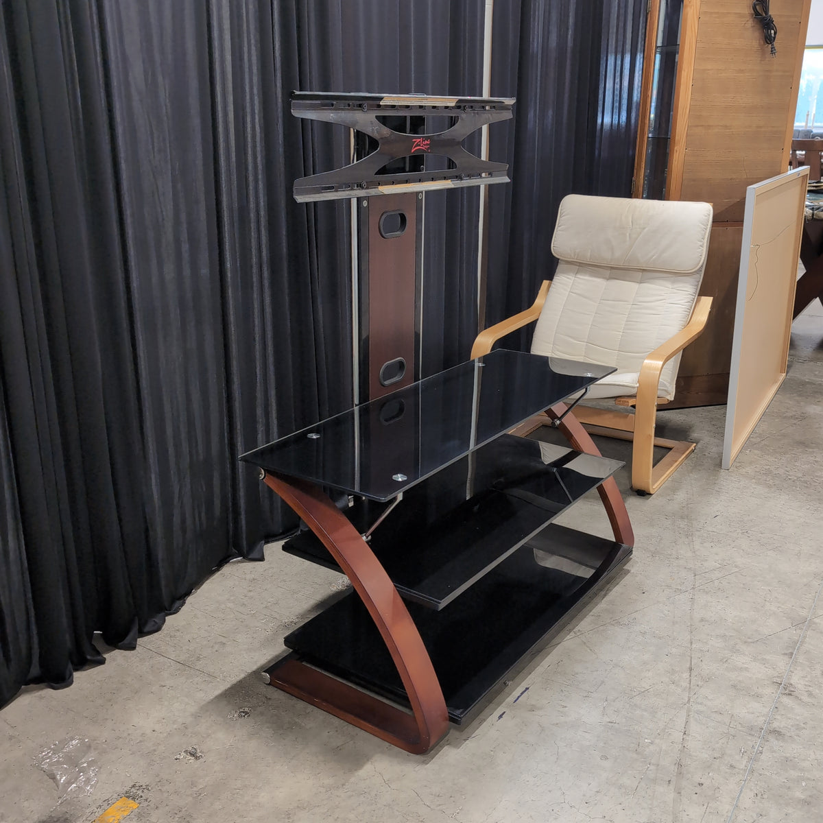 Z-line Designs Black Glass TV Stand with Mount