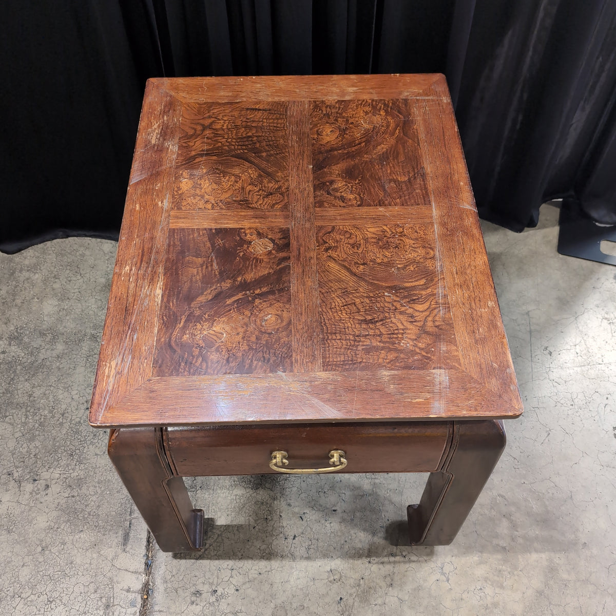 Dark Wood Patterned Top End Table
