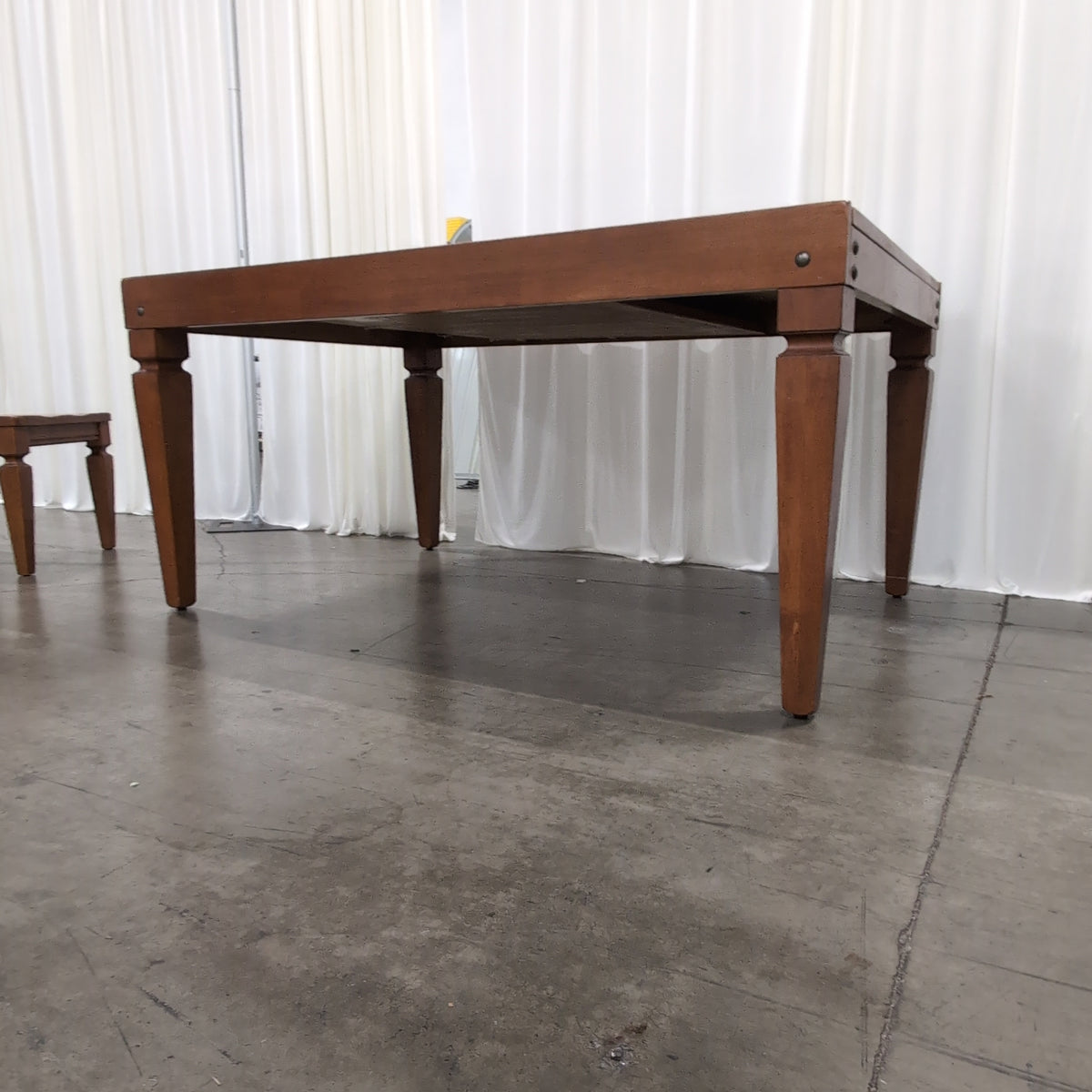 Warm Cherry Finish Wood Dining Table with Extension Leaf