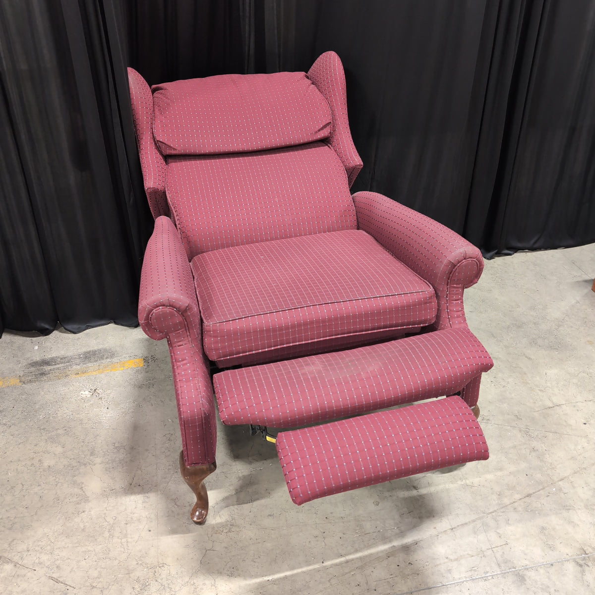 Mauve Wingback Recliner with Cabriole Legs