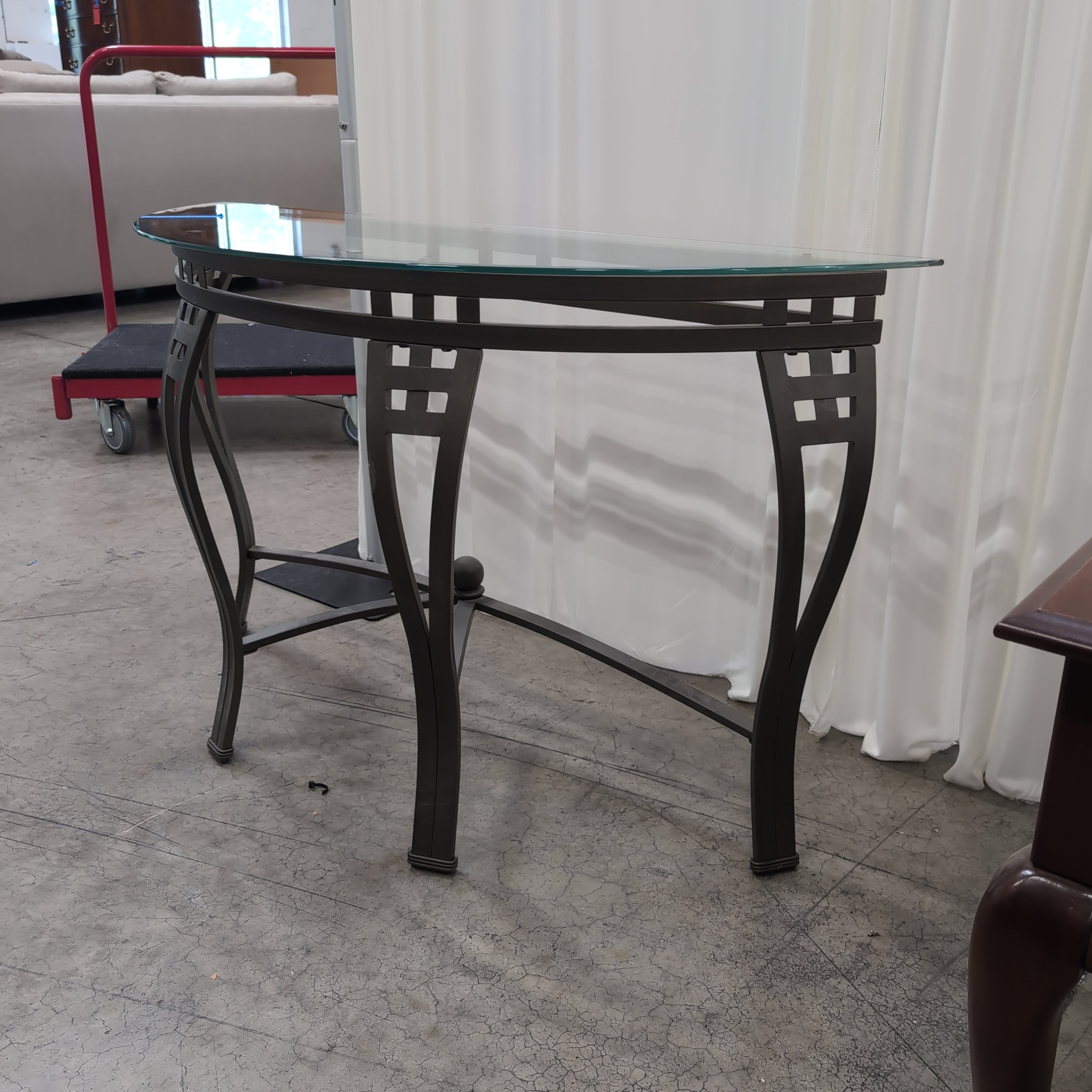 Half-Moon Glass Top Console Table