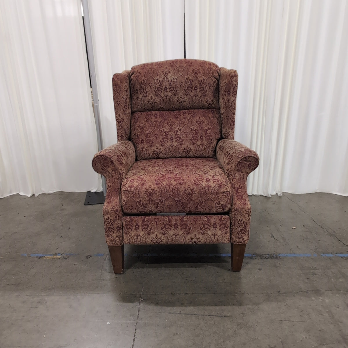 Traditional Red and Gold Damask Wingback Chair