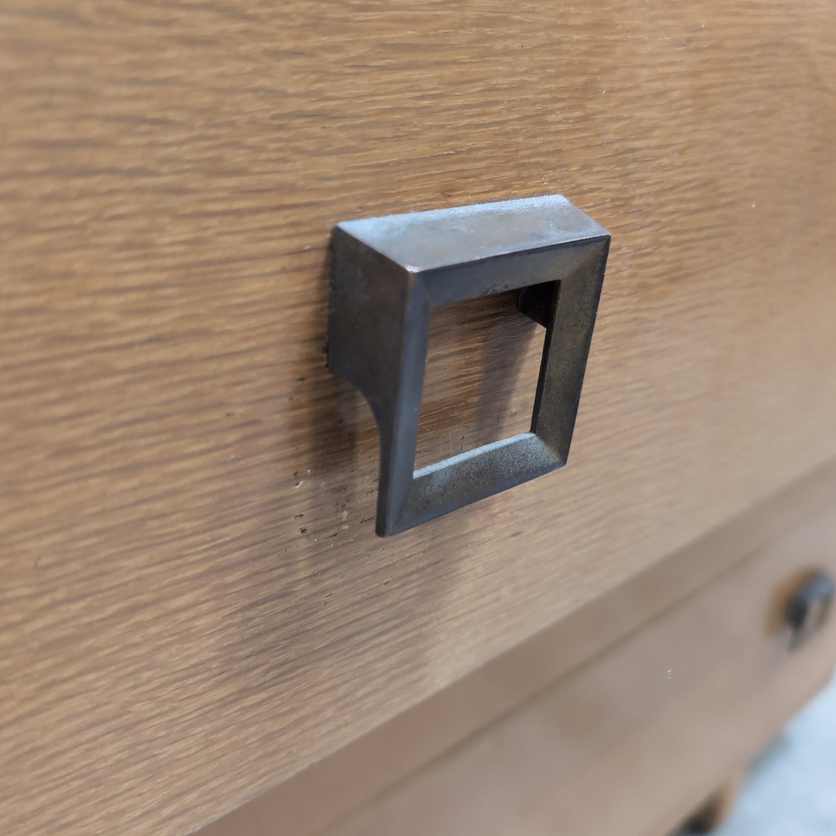Light Wood Three-Drawer Dresser with Square Pulls