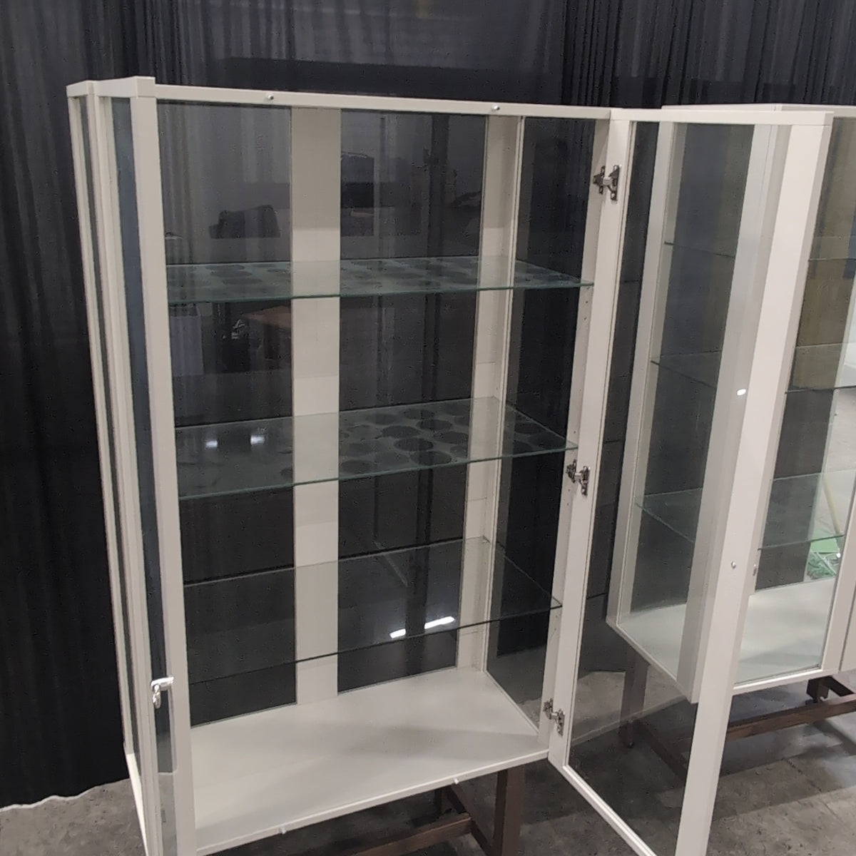 Tall Off-White Glass China Cabinet in Wood