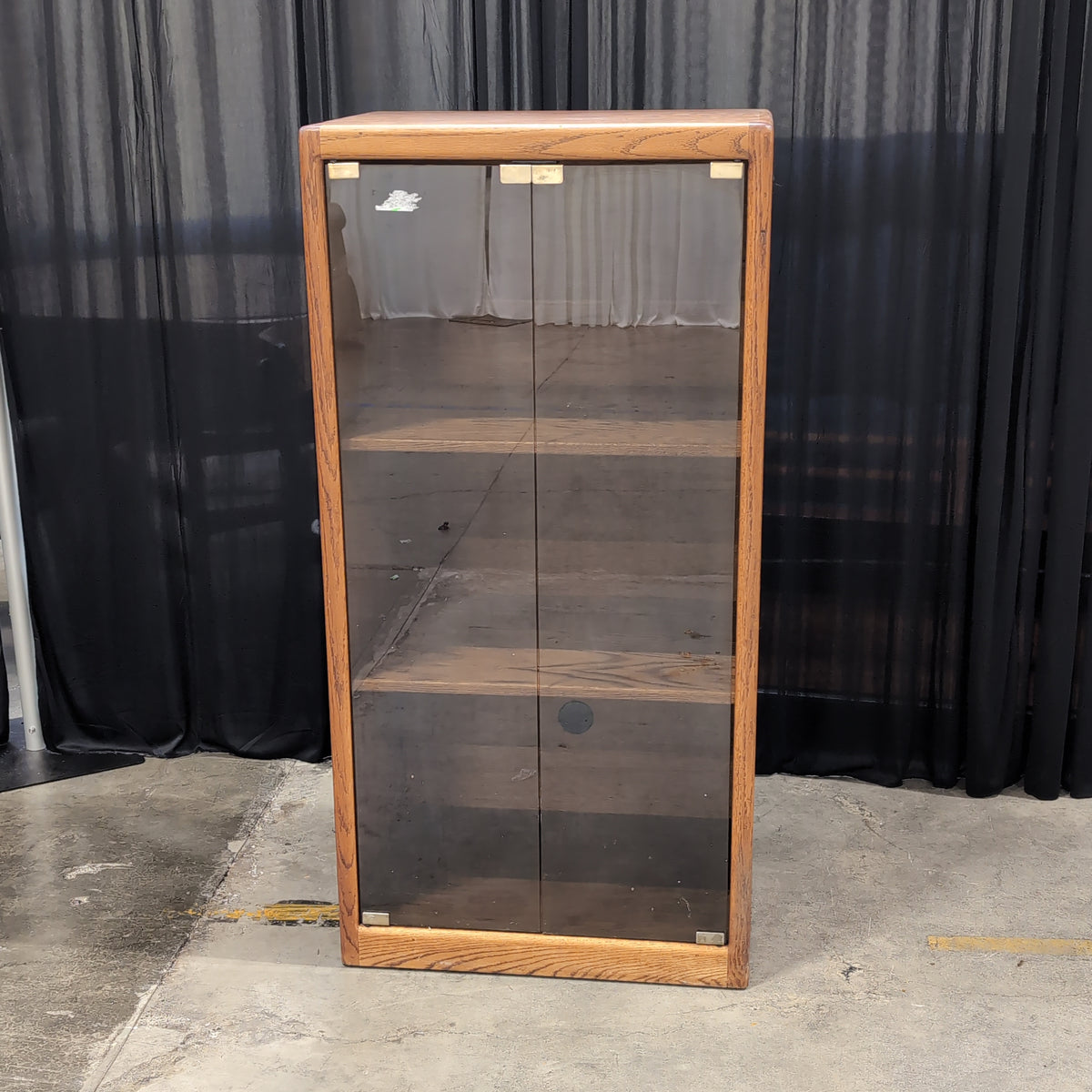 Brown Wood China Cabinet with Glass Doors