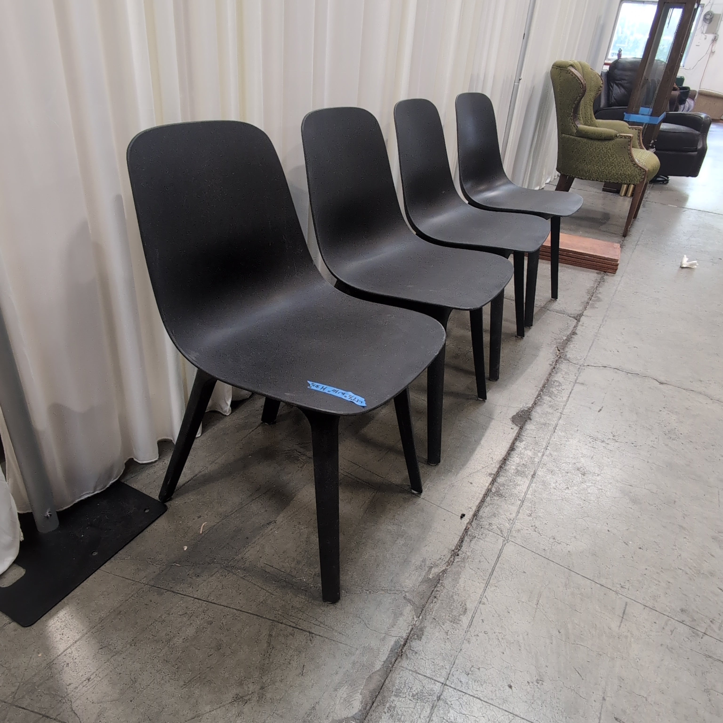 Black Molded Plastic Dining Chair with Tapered Legs