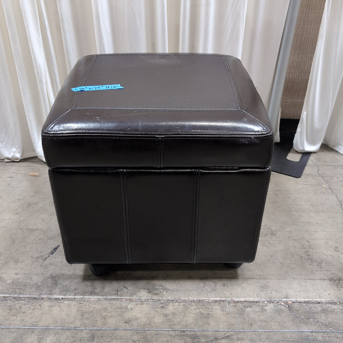 Dark Brown Faux Leather Storage Ottoman on Casters