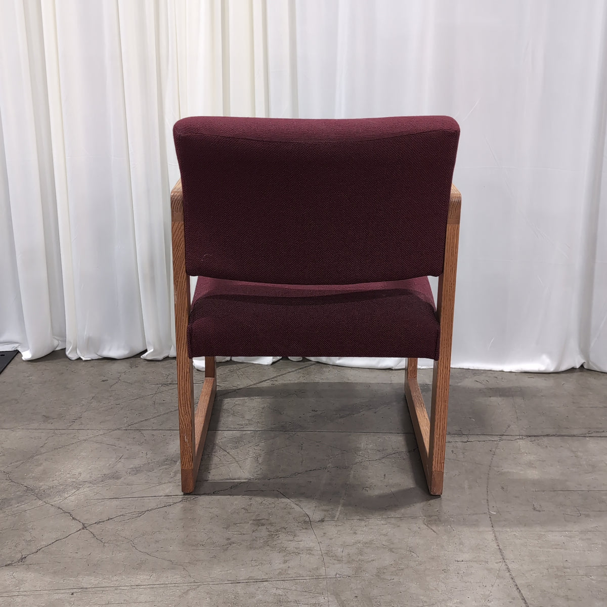 Light Wood Frame Upholstered Chair in Burgundy Fabric
