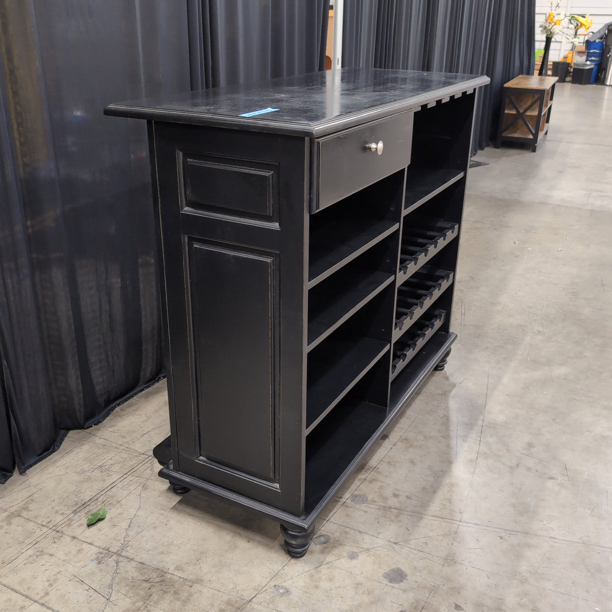 Black Wood Bar Cabinet with Wine Storage