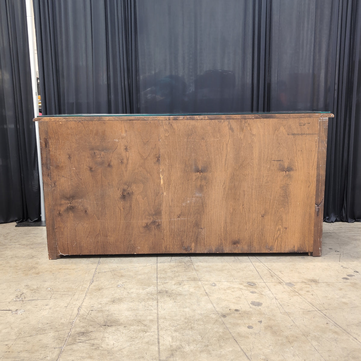 Brown Wood Console Table with Glass Top