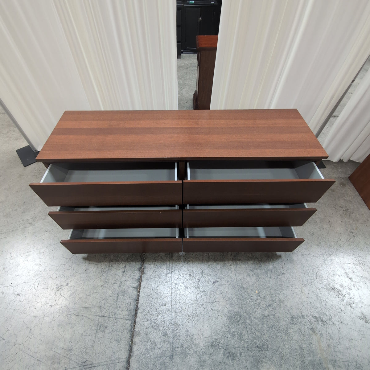 Warm Brown Six-Drawer Wood Dresser
