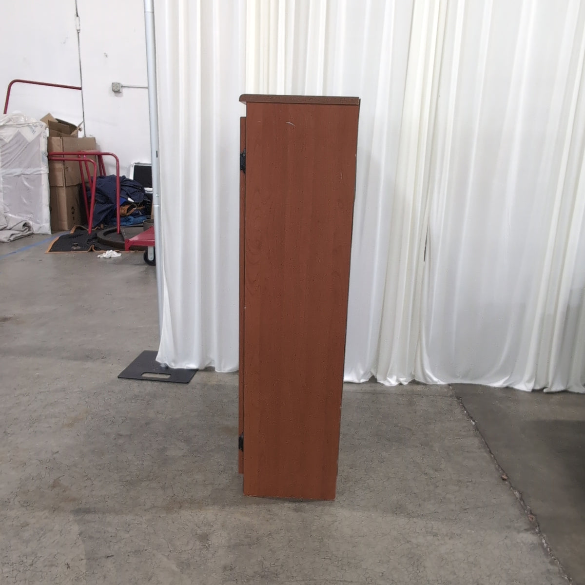 Brown Wood-Toned Two-Door China Cabinet with Glass Doors