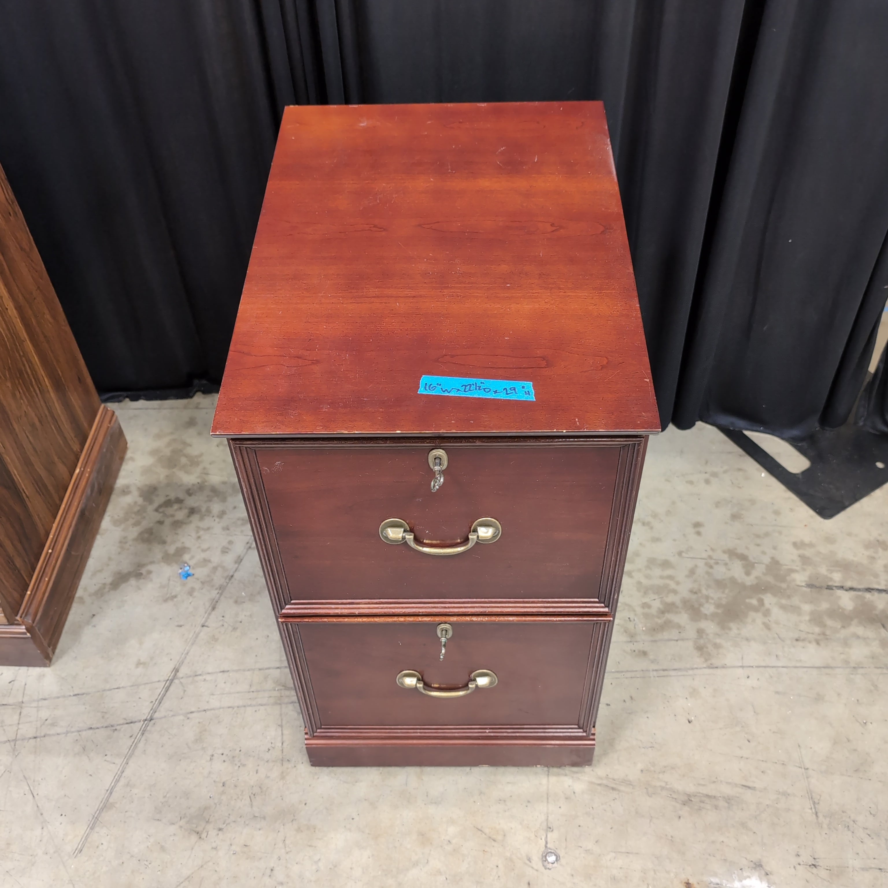Vintage Cherry Finish Two-Drawer vertical filing cabinet