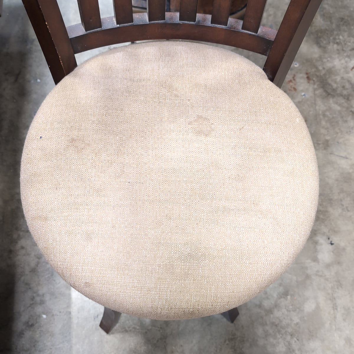 Dark Wood Slatted Back Swivel Bar Stool