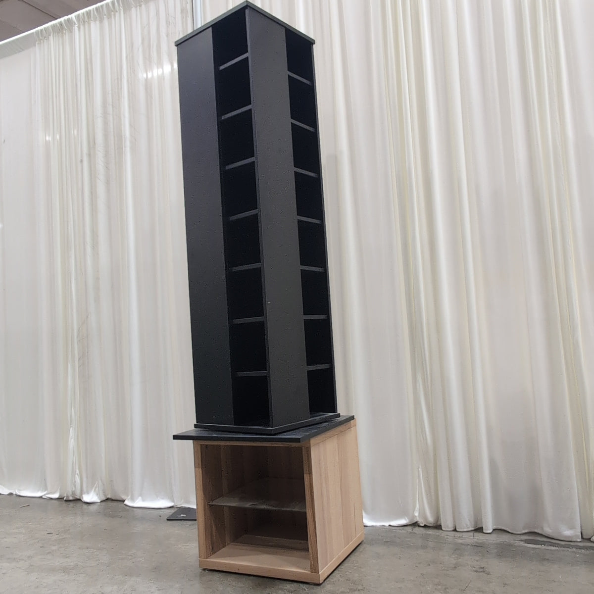 Black Rotating Multi-Shelf Media Tower