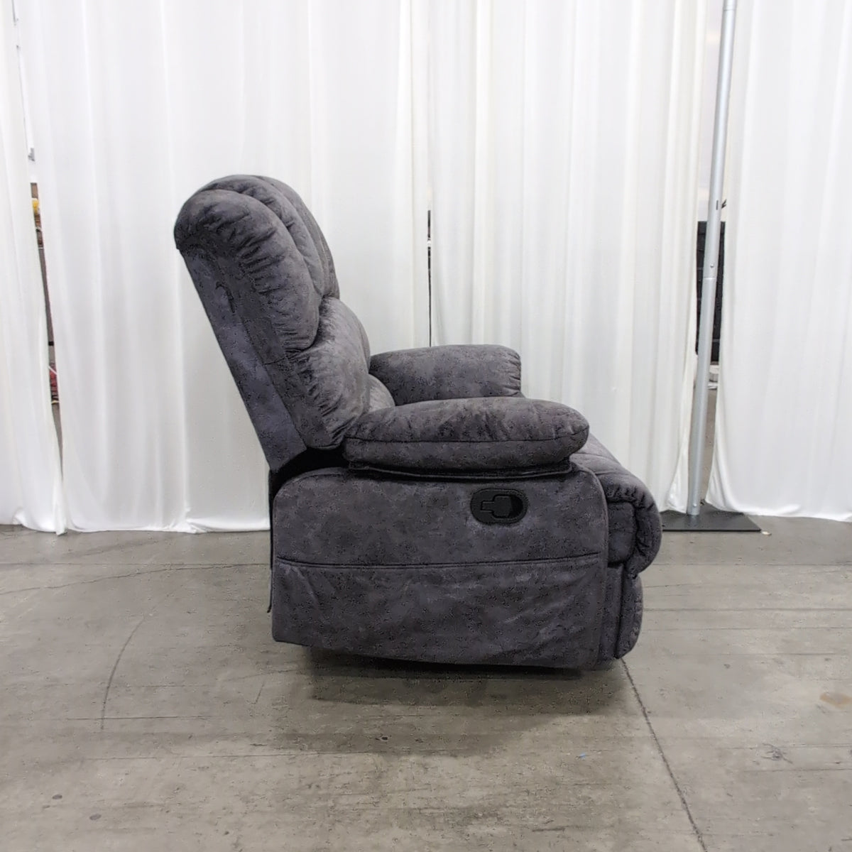 Dark Gray Plush Recliner in Velvet-like Fabric