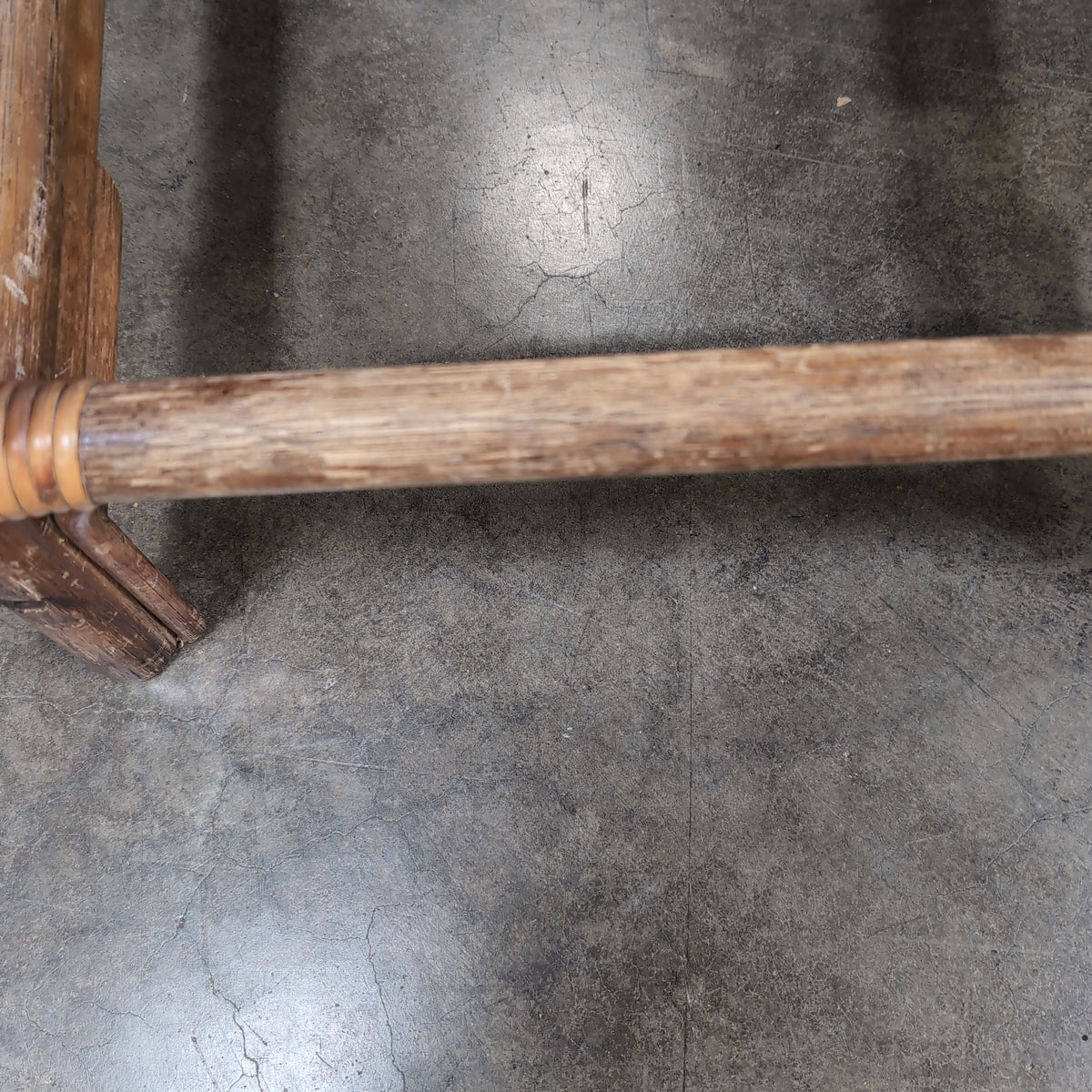 Vintage Bamboo Frame Dining Chair with Green Seat